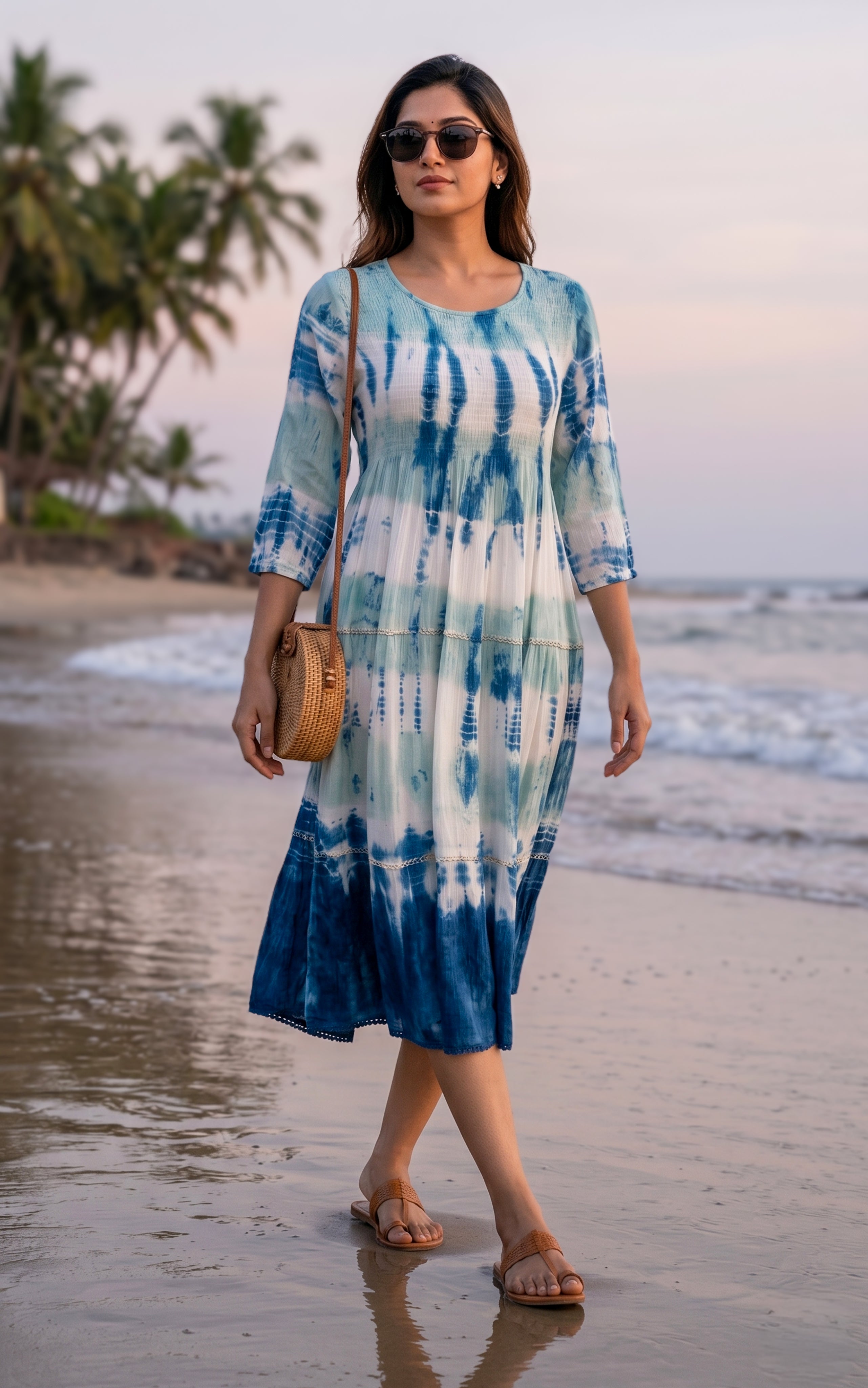 Tie and dye viscose maxi dress