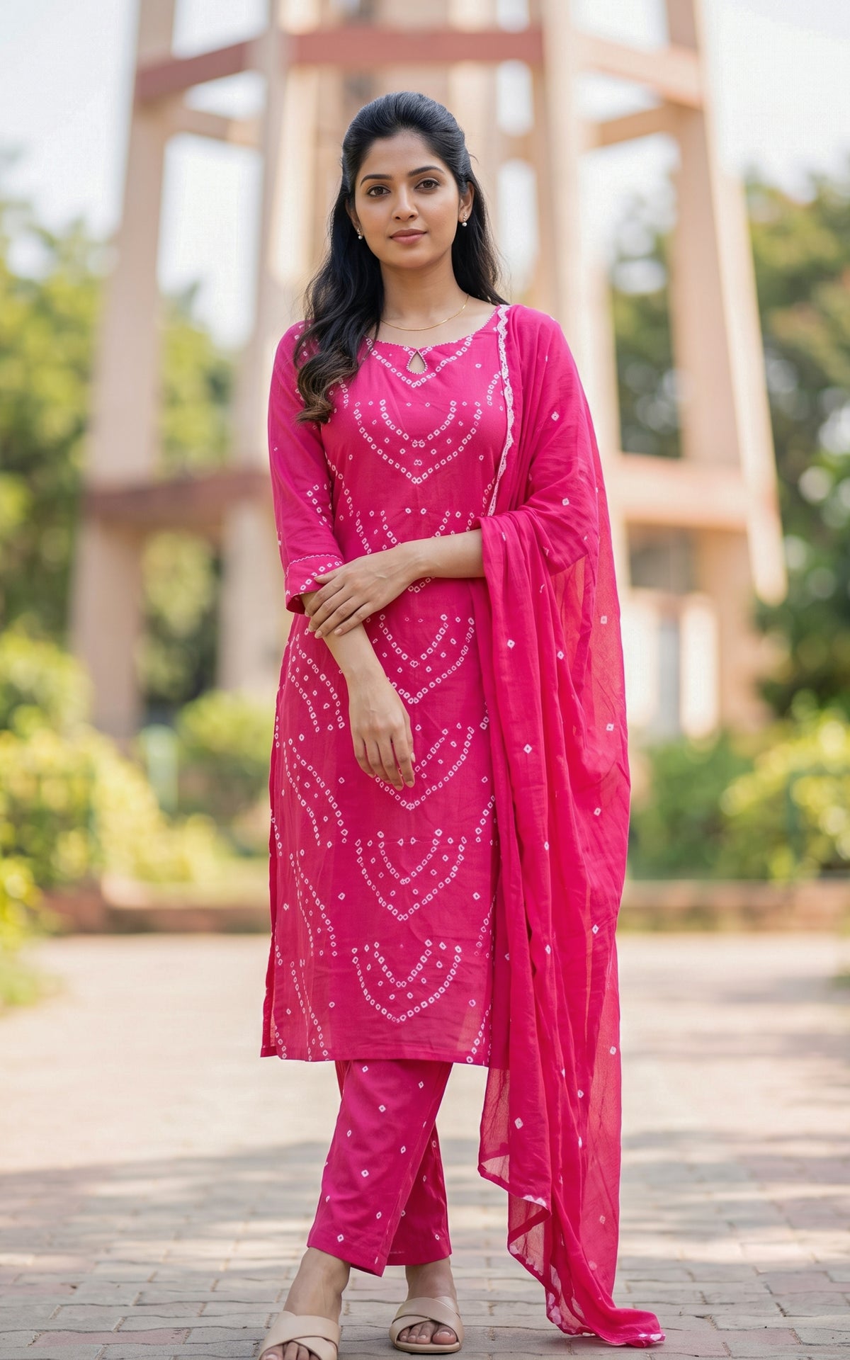 Rithushka Dark Pink (Kurti+Pant+Dupatta)