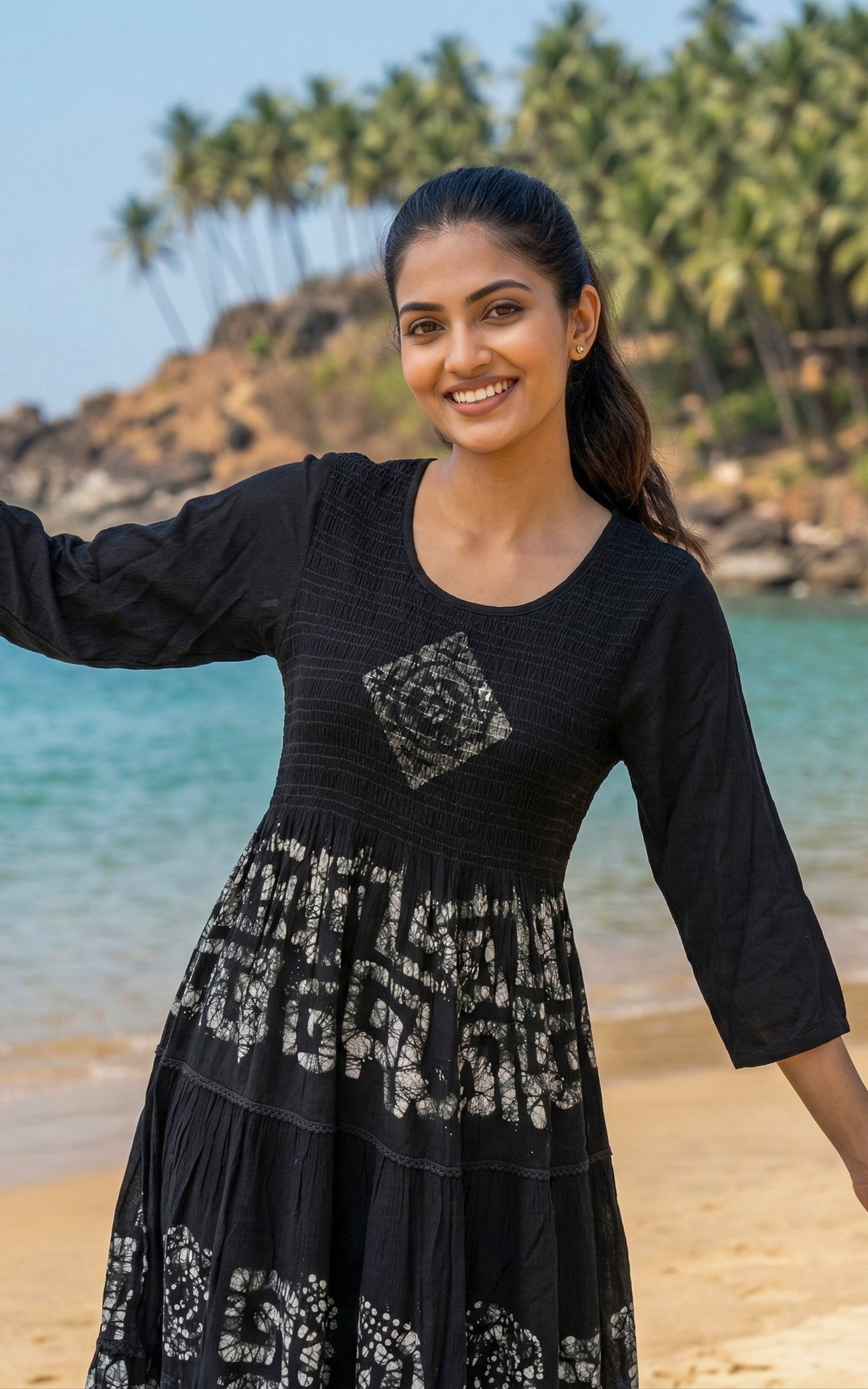 ankle-length smocked Indo Western maxi for women's