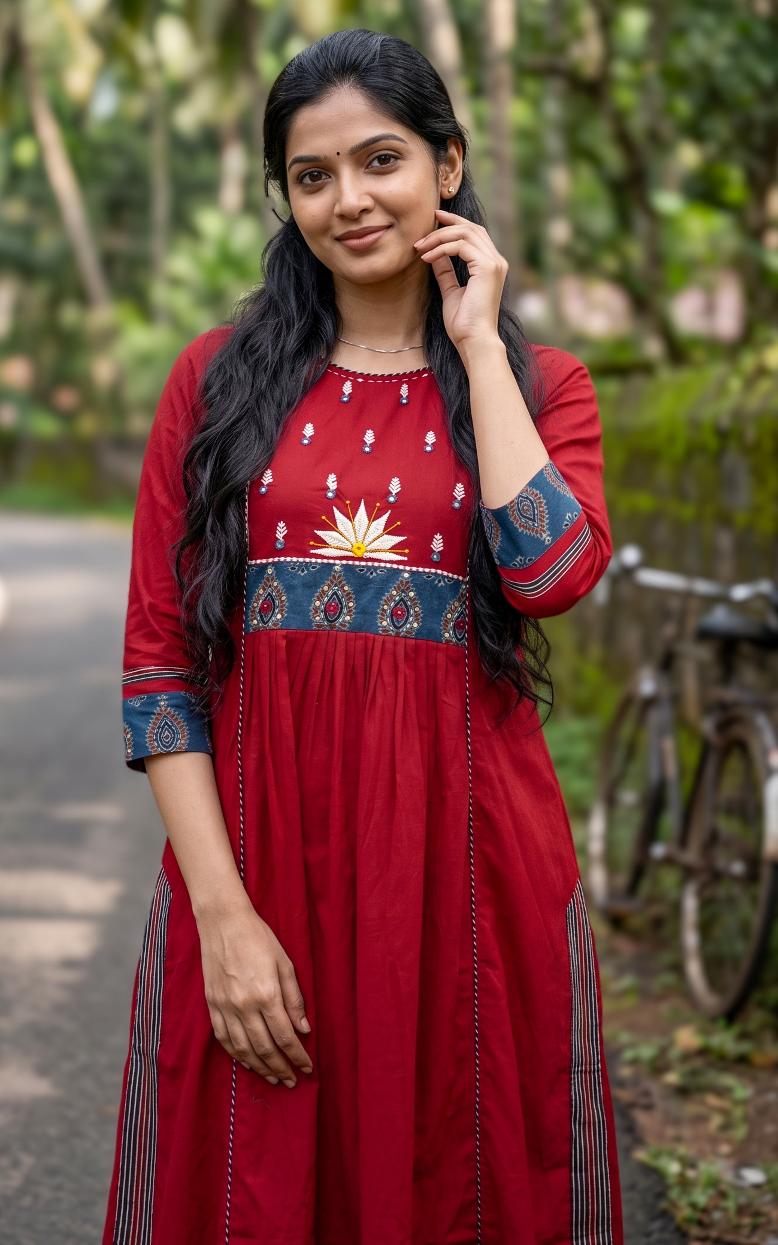 Red Cotton Daily Wear Kurti Set for Women