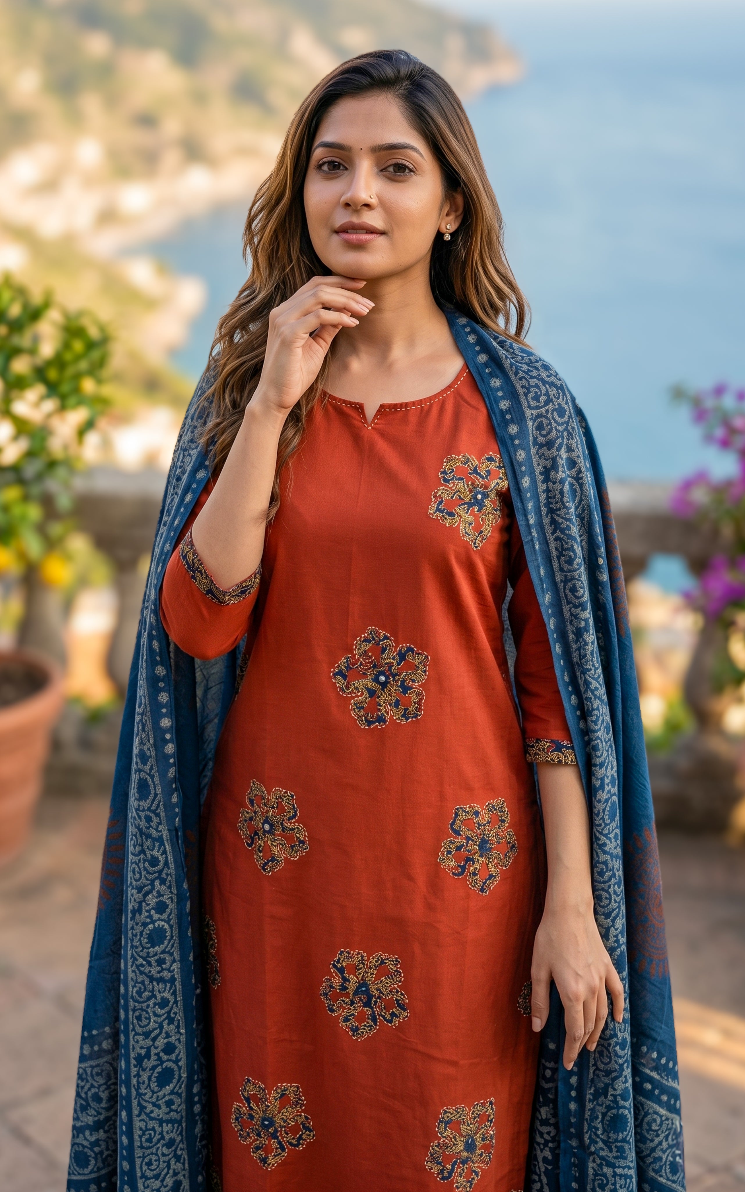 Cotton kurti with side slit for women