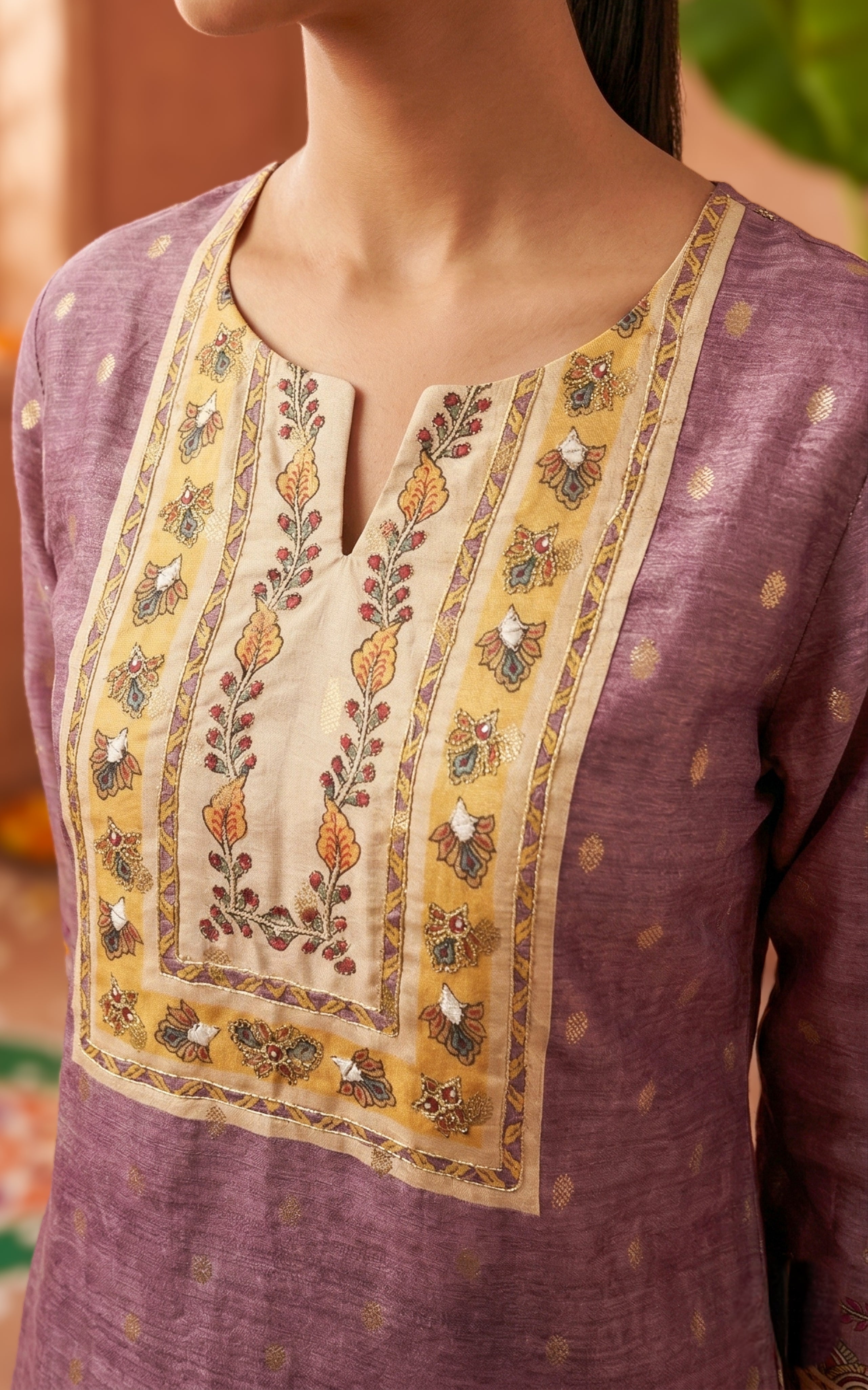 Stylish Embroidery Kurti With Front Yoke