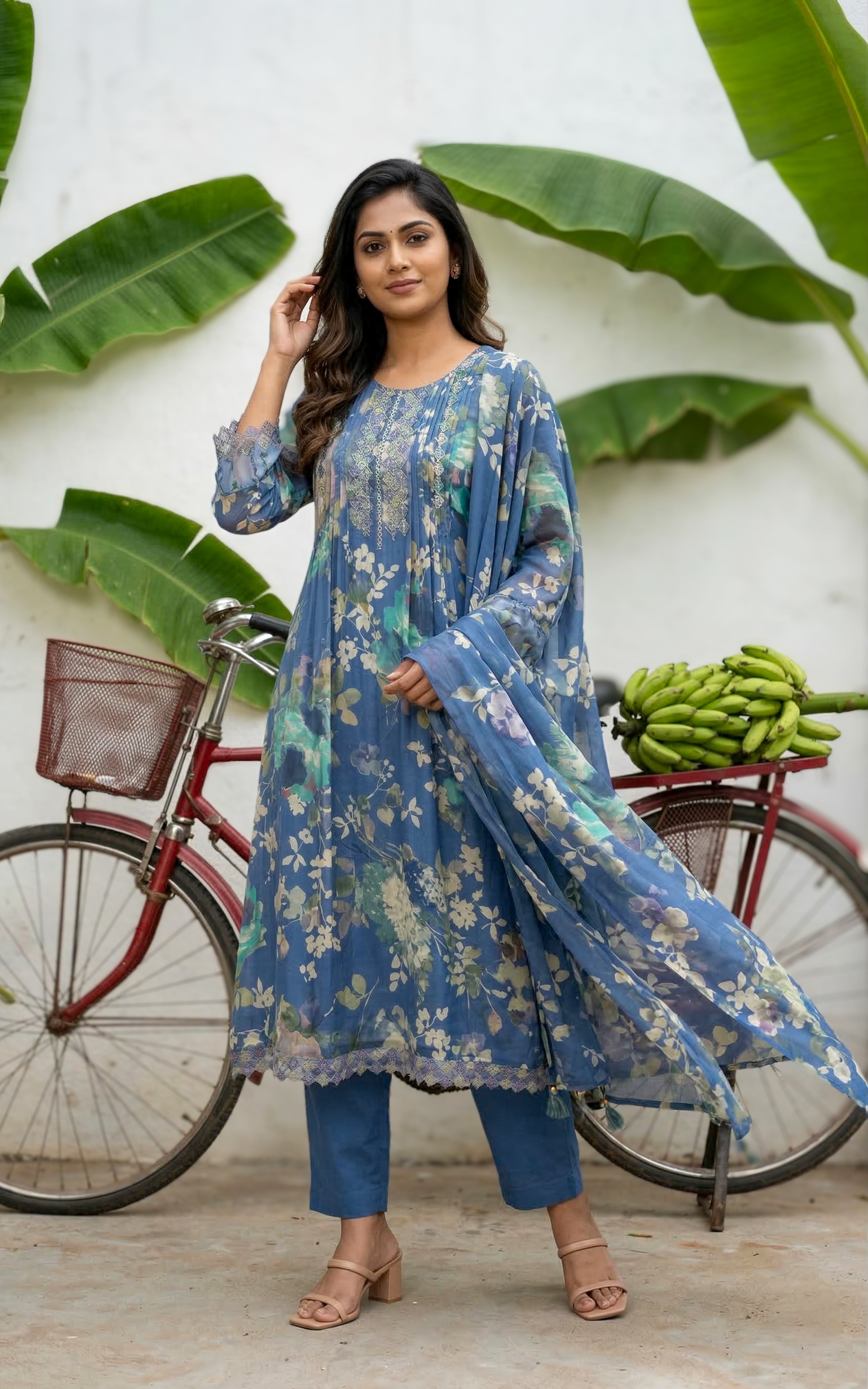 simple silk kurti set for office
elegant kurti set for work
minimal mirror work kurti
decent aline kurti set
