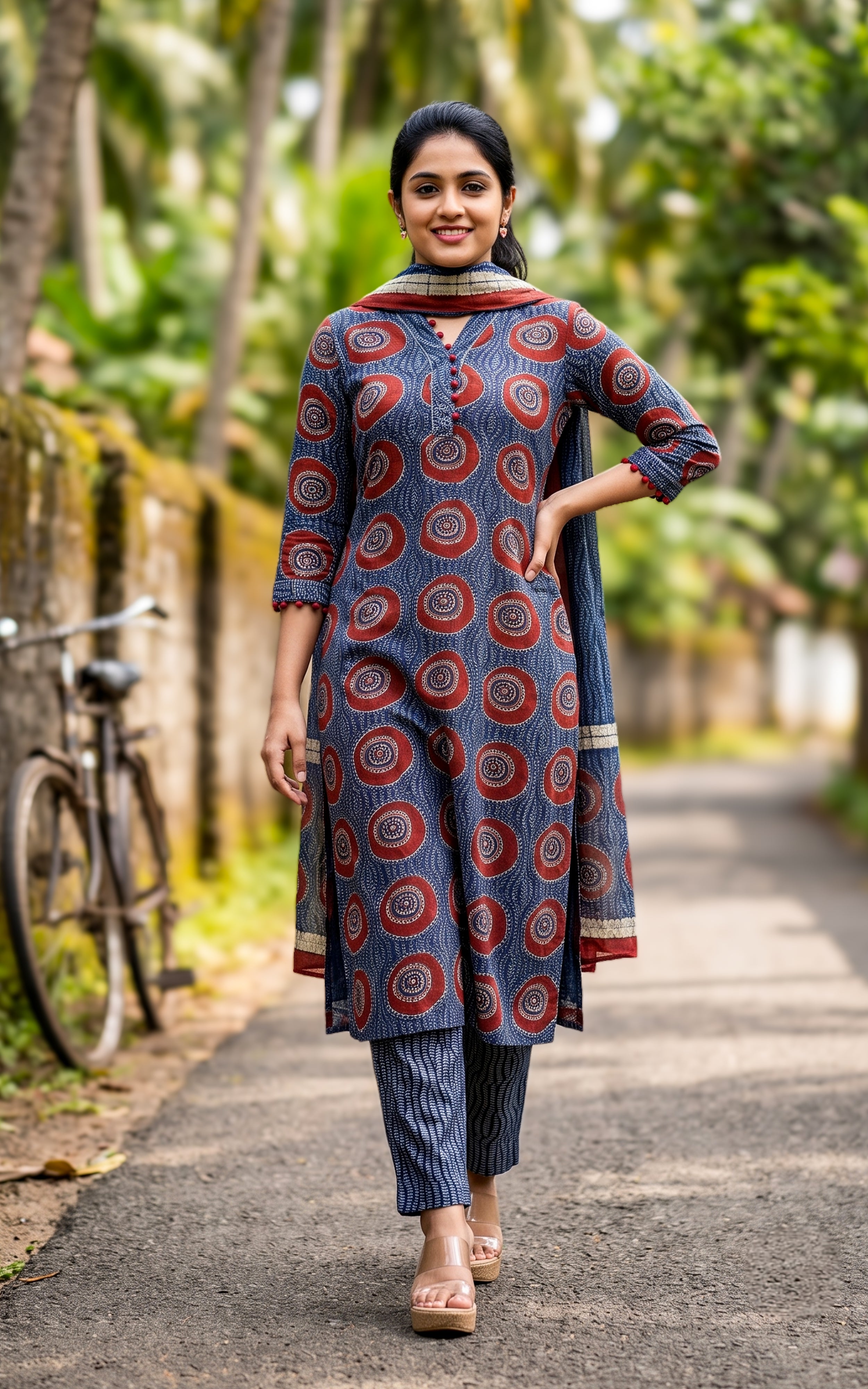 Blue Cotton Kurti Set for Women