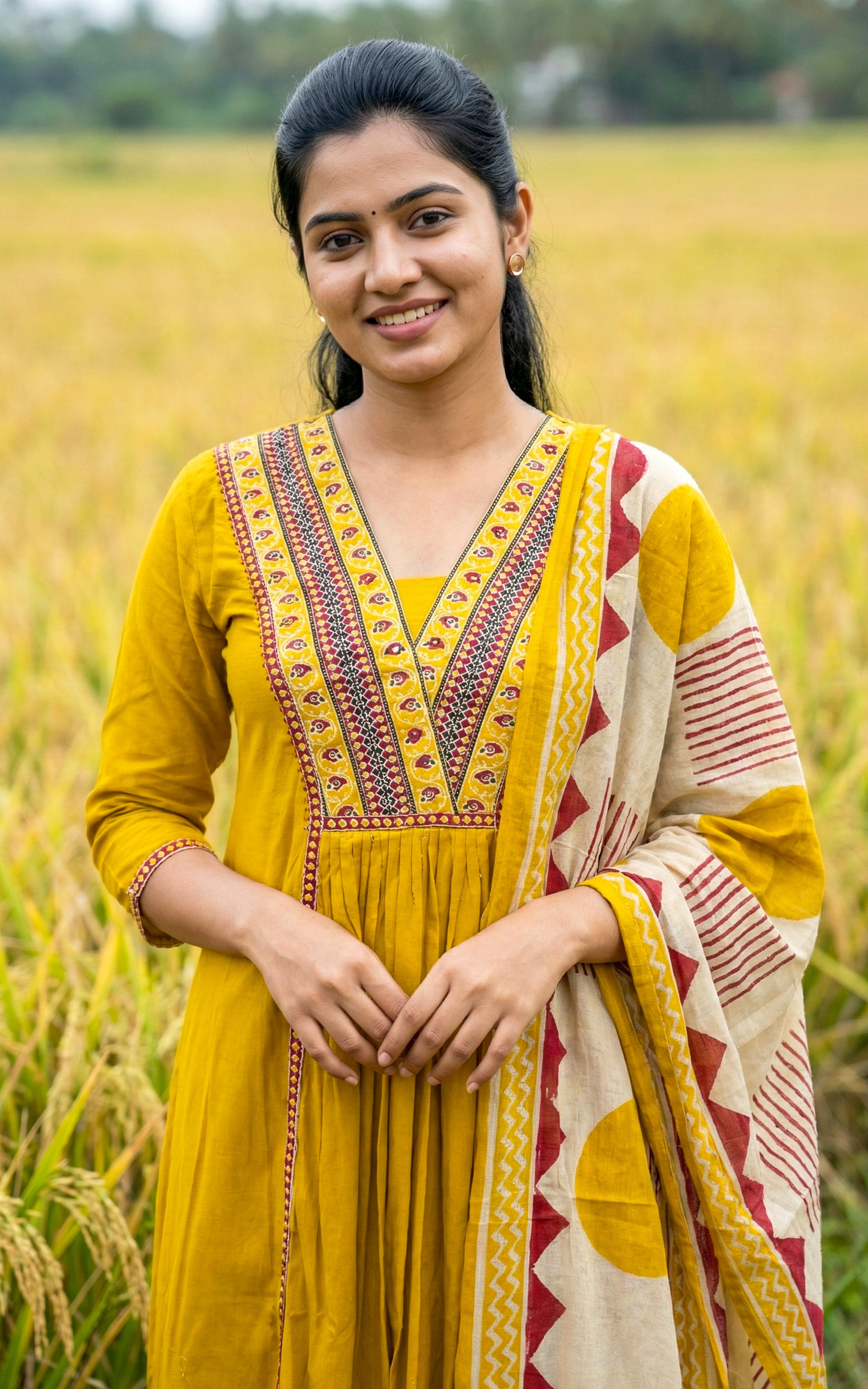 Yellow Aline kurti sets for women