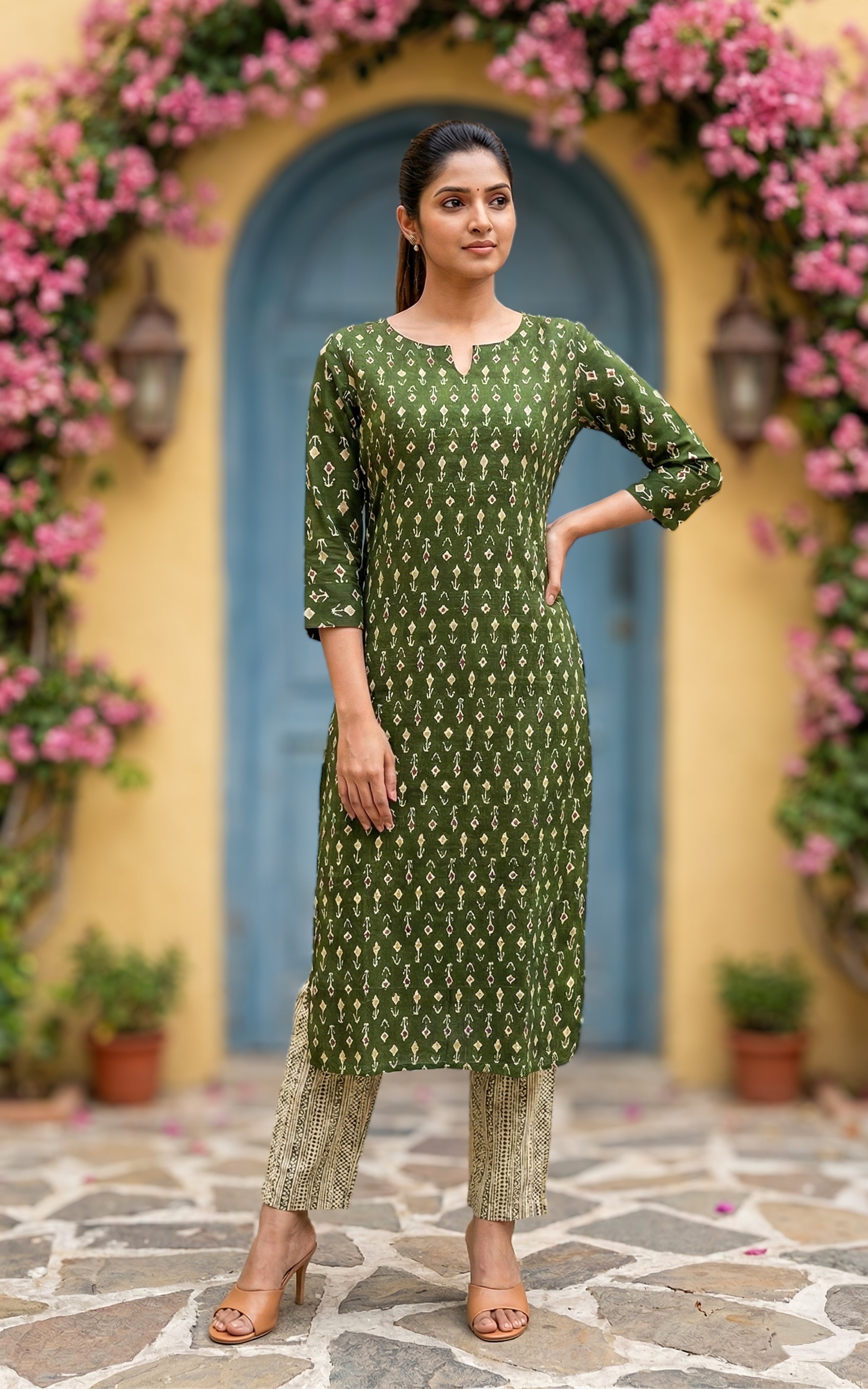 Daily wear breathable printed cotton kurti set