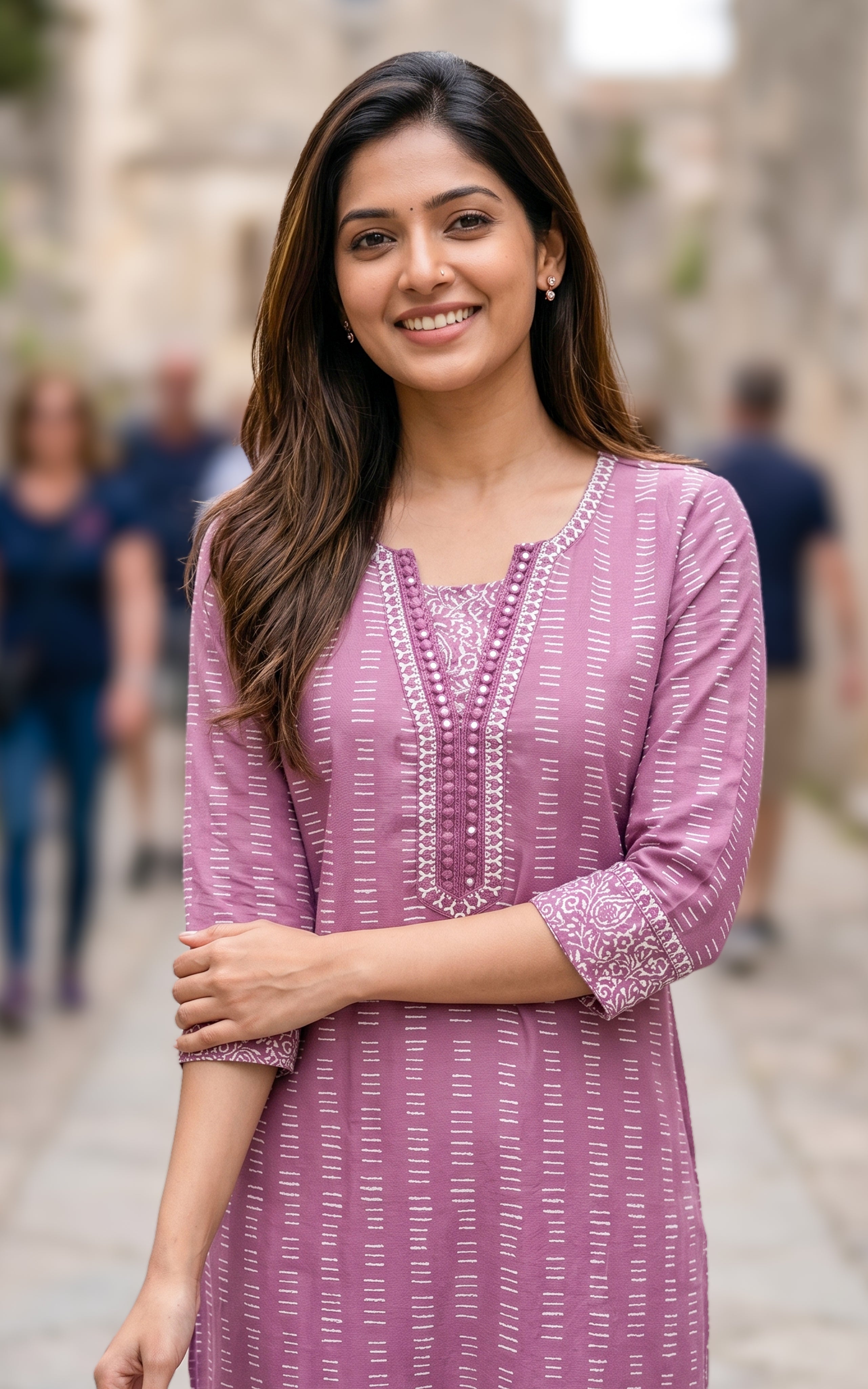 Mauve cotton kurti for women