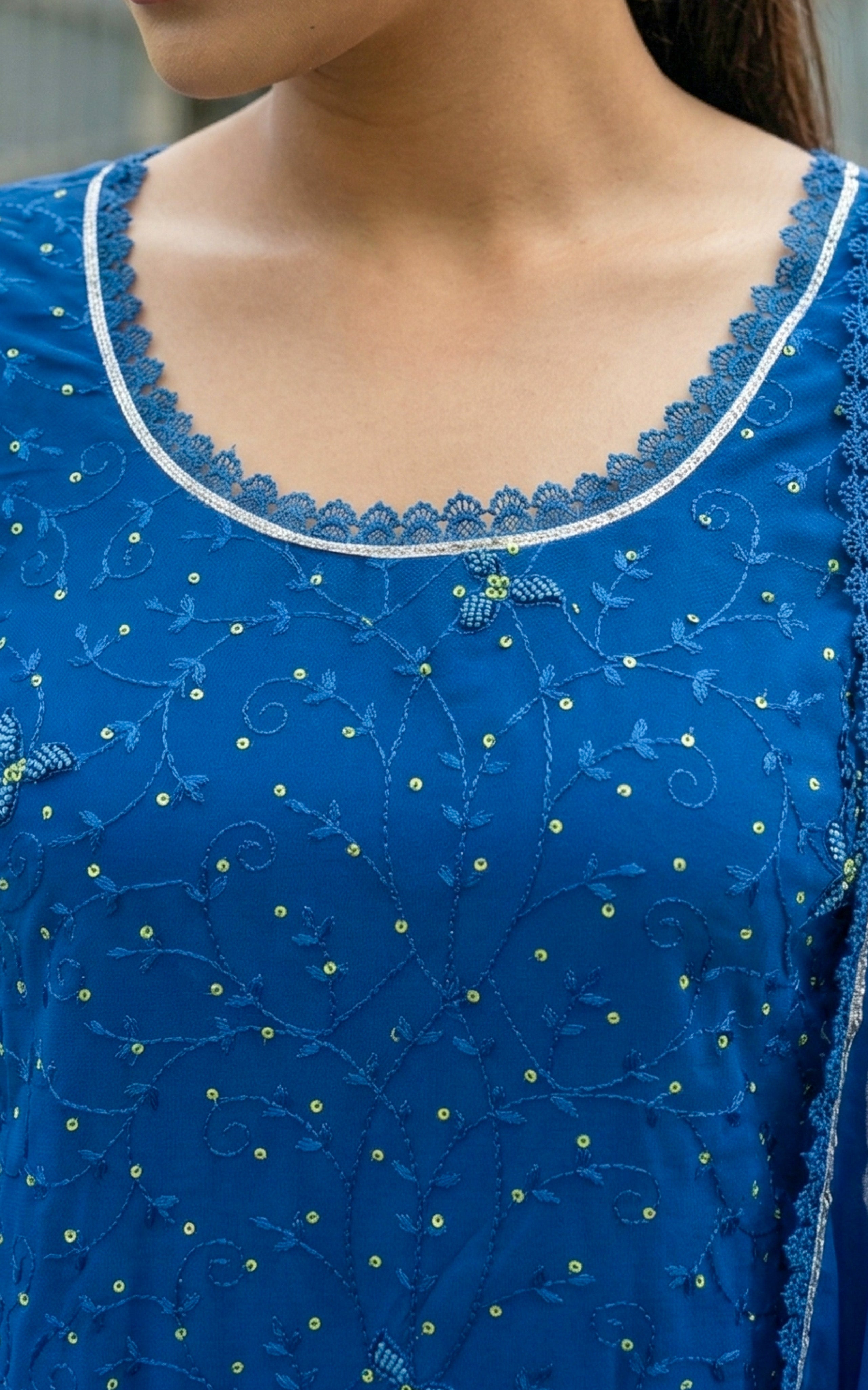Aathi Blue (Kurti+Dupatta)
