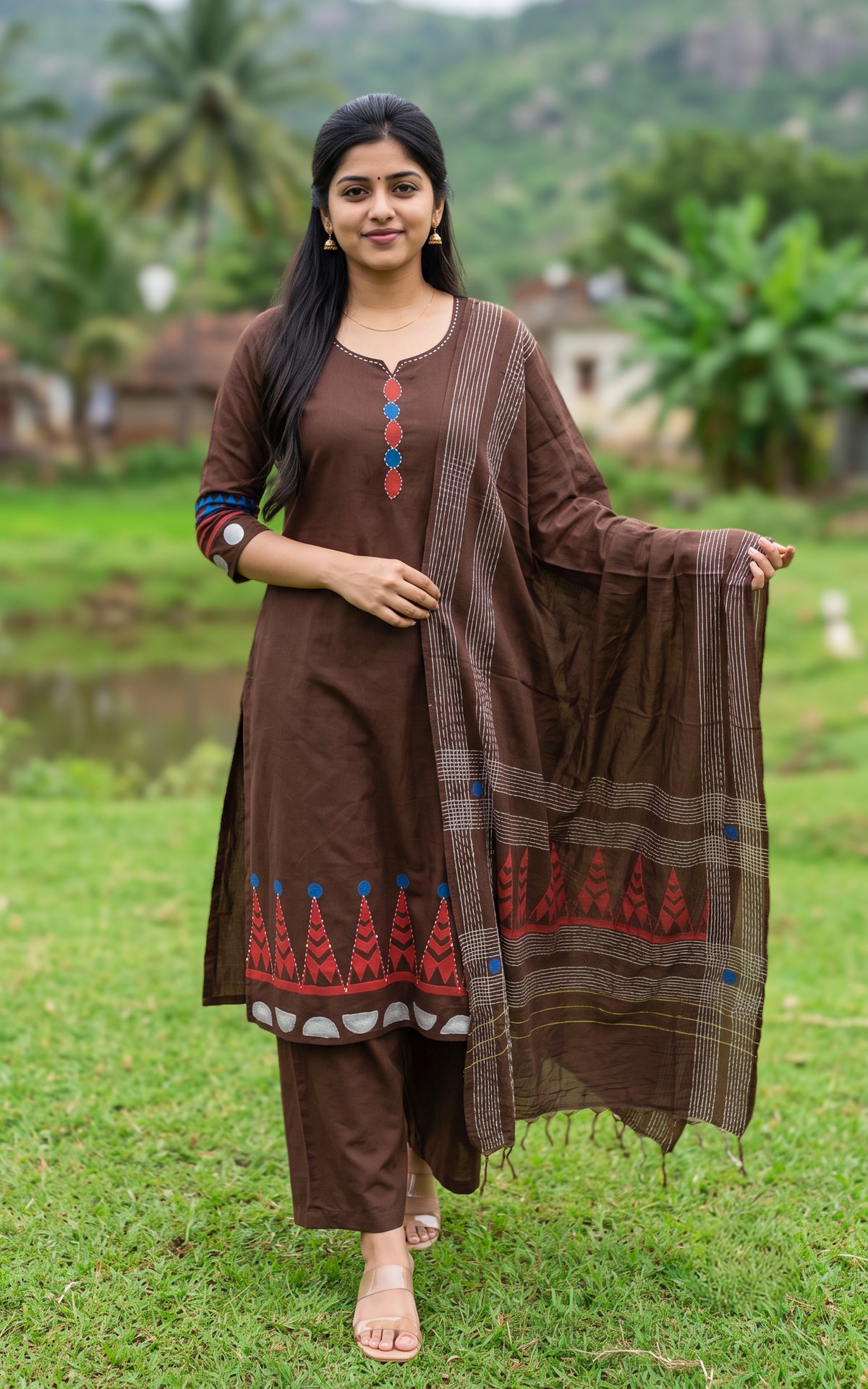 Olivizhi Handblock (Kurti+Pant+Dupatta)