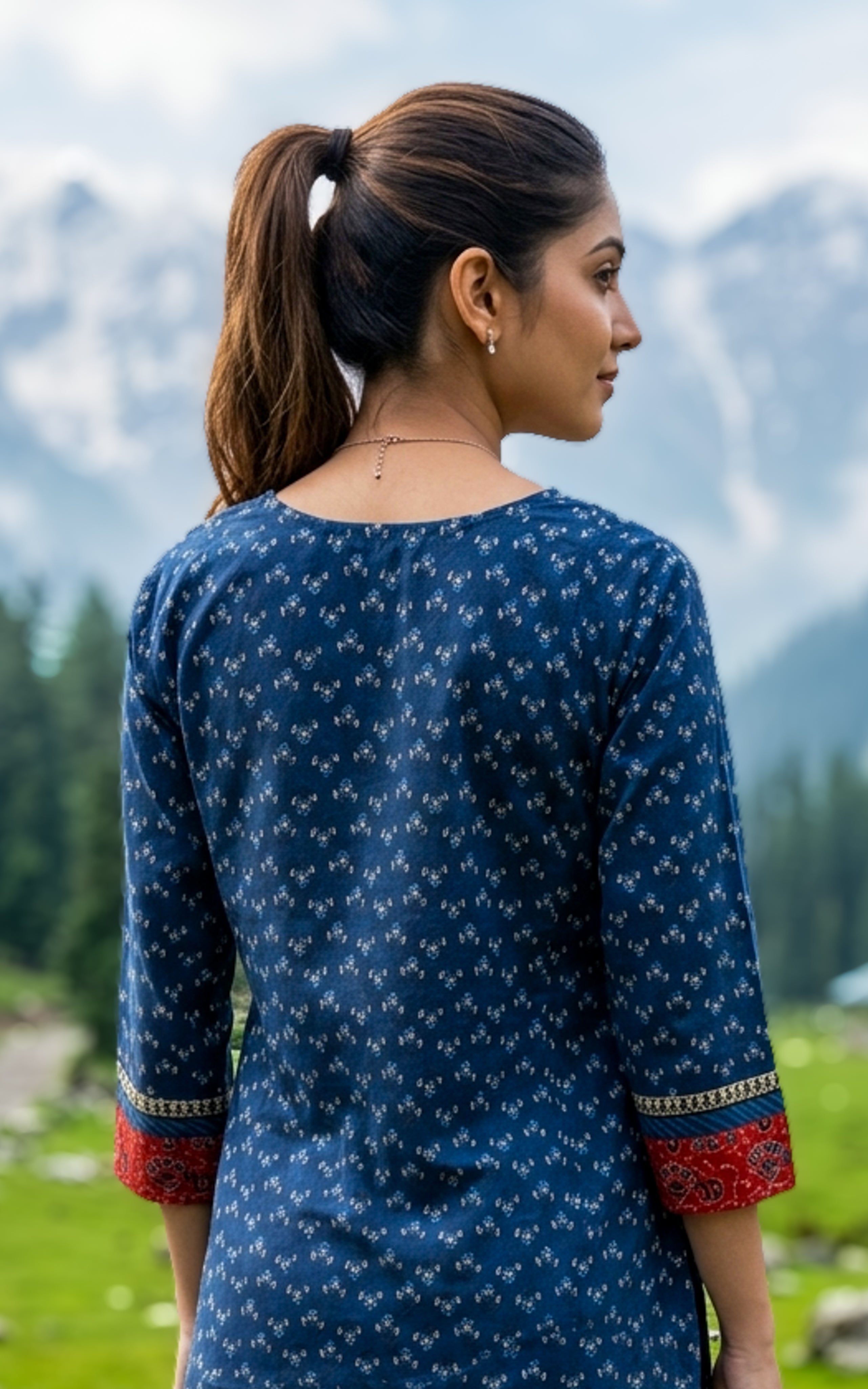 Simple embroidered cotton kurti for women