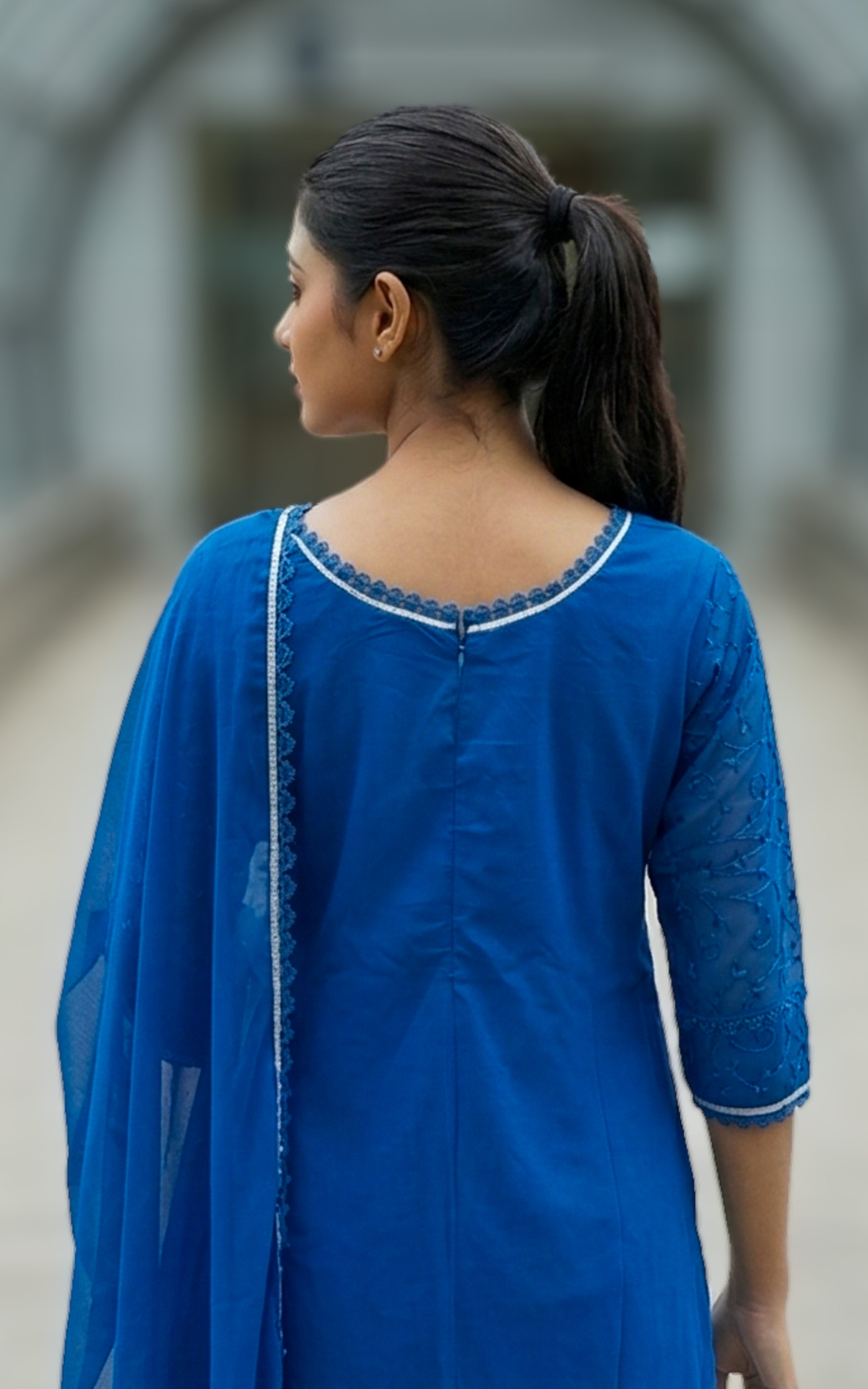 Aathi Blue (Kurti+Dupatta)