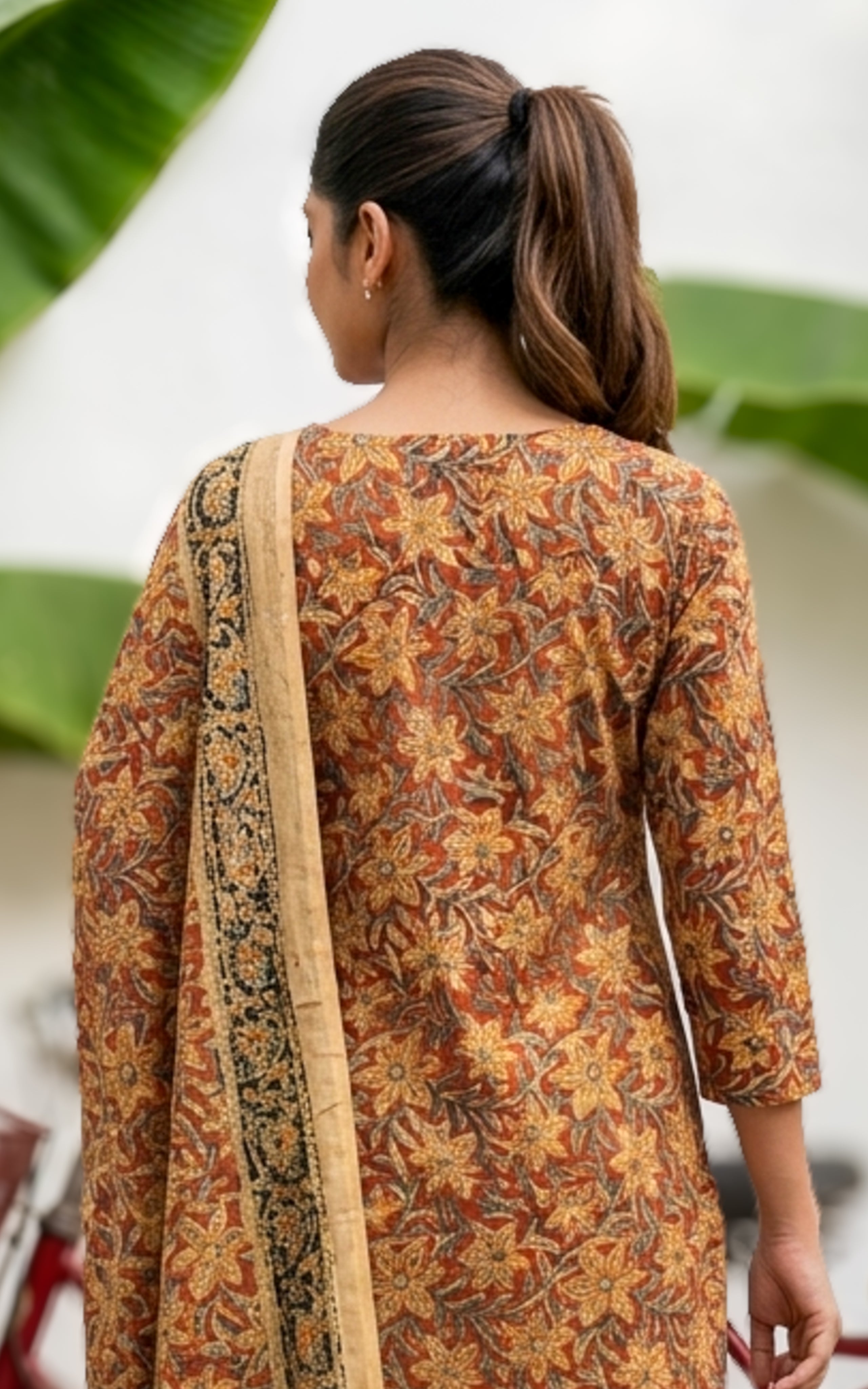 Women Rust Cotton Kurti Set Ethnic Wear