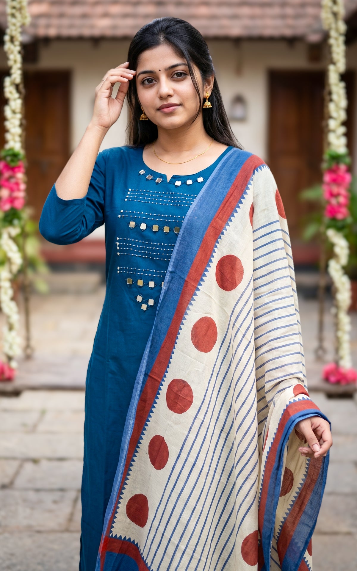 Vishmina Handblock Blue (Kurti+Pant+Dupatta)