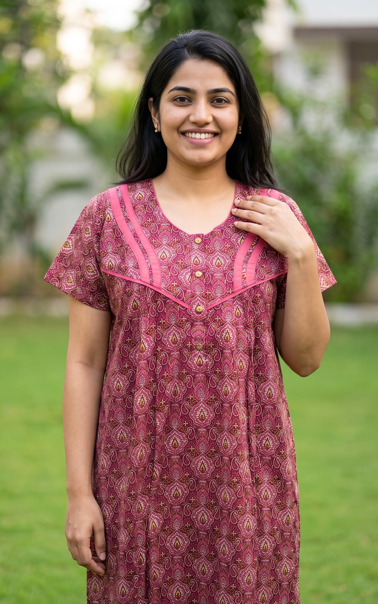Cotton Straight Fit Nighty-163SS2A