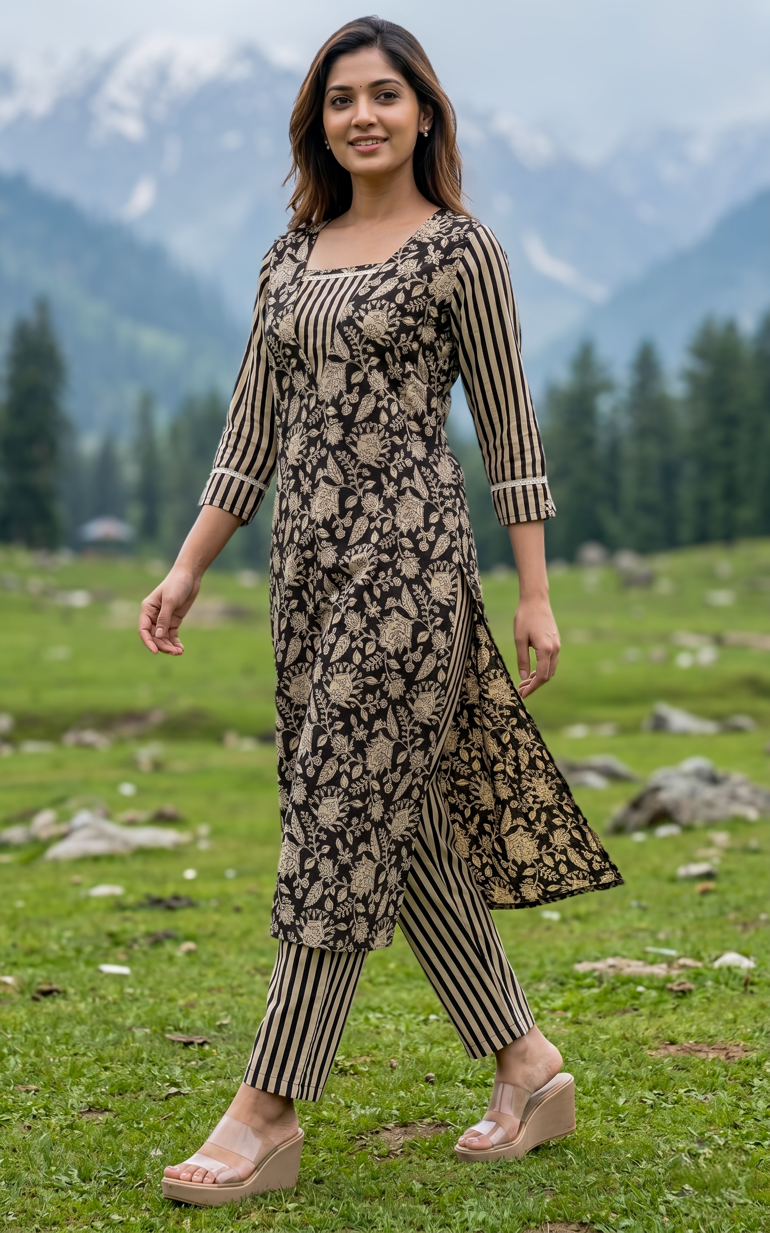 Casual Black Cotton Kurti For Women