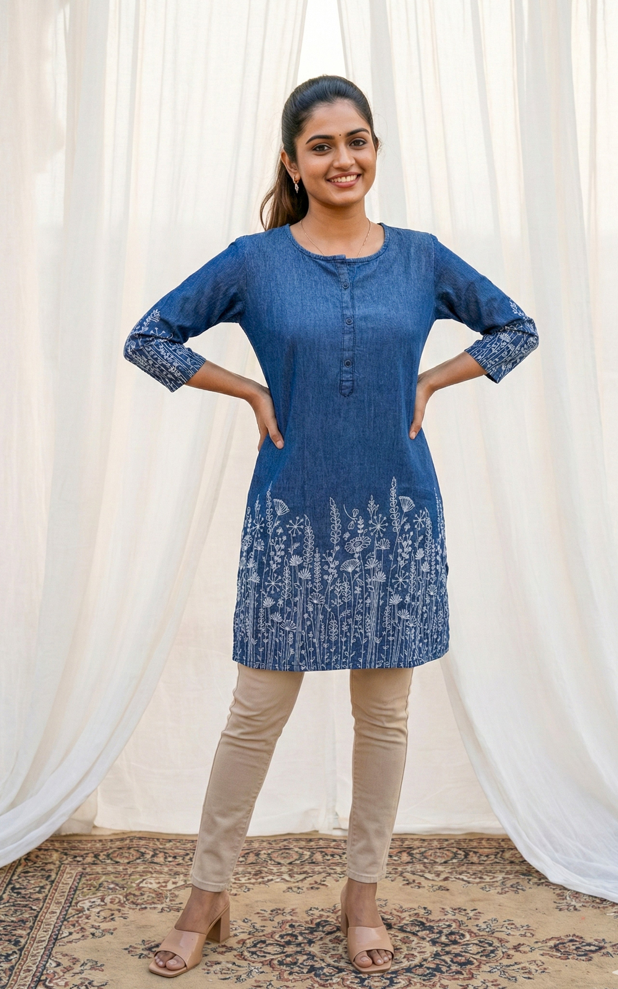 Instore – Denim Blue Suhani Kurti for Women – Denim – Indian Ethnic Wear
