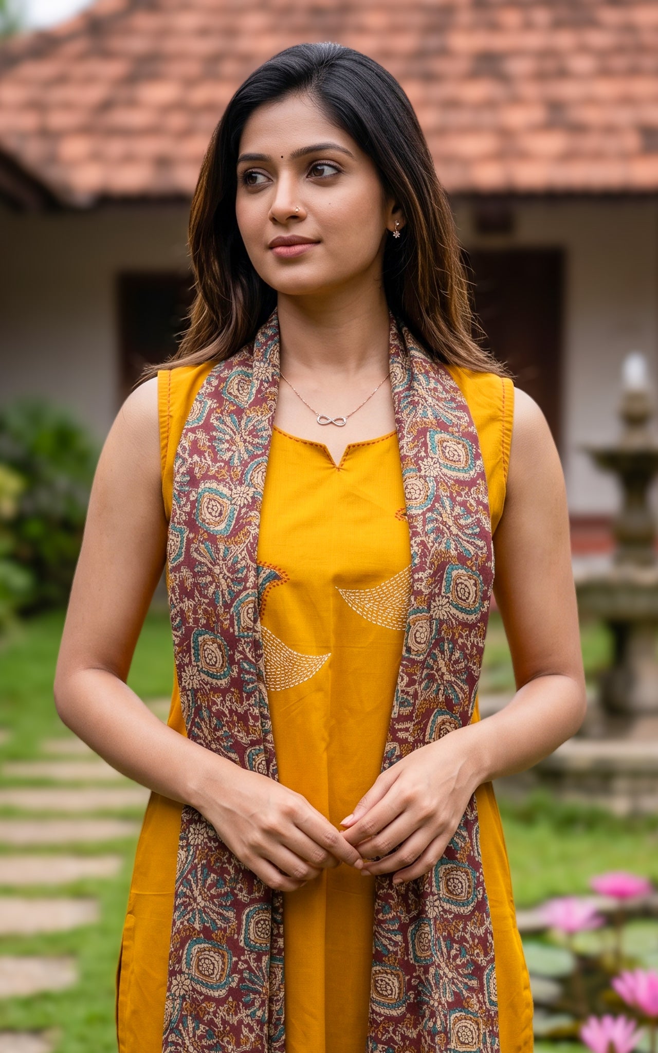 Manjal Veyil Handblock (Kurti+Pant+Dupatta)