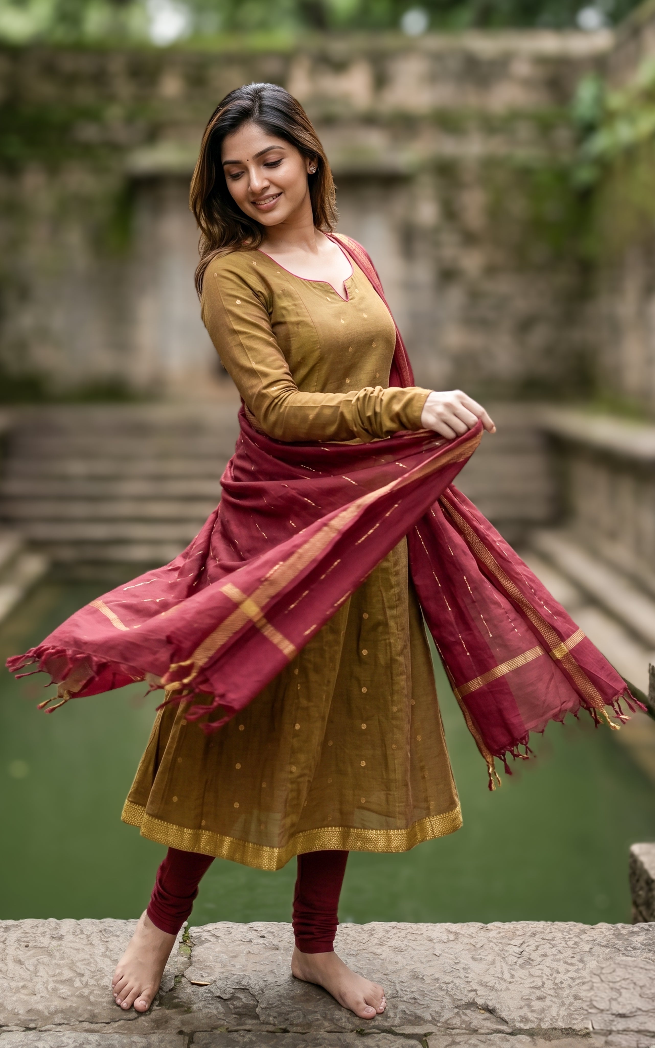 Niraimathi Mehandi (Kurti+Dupatta)