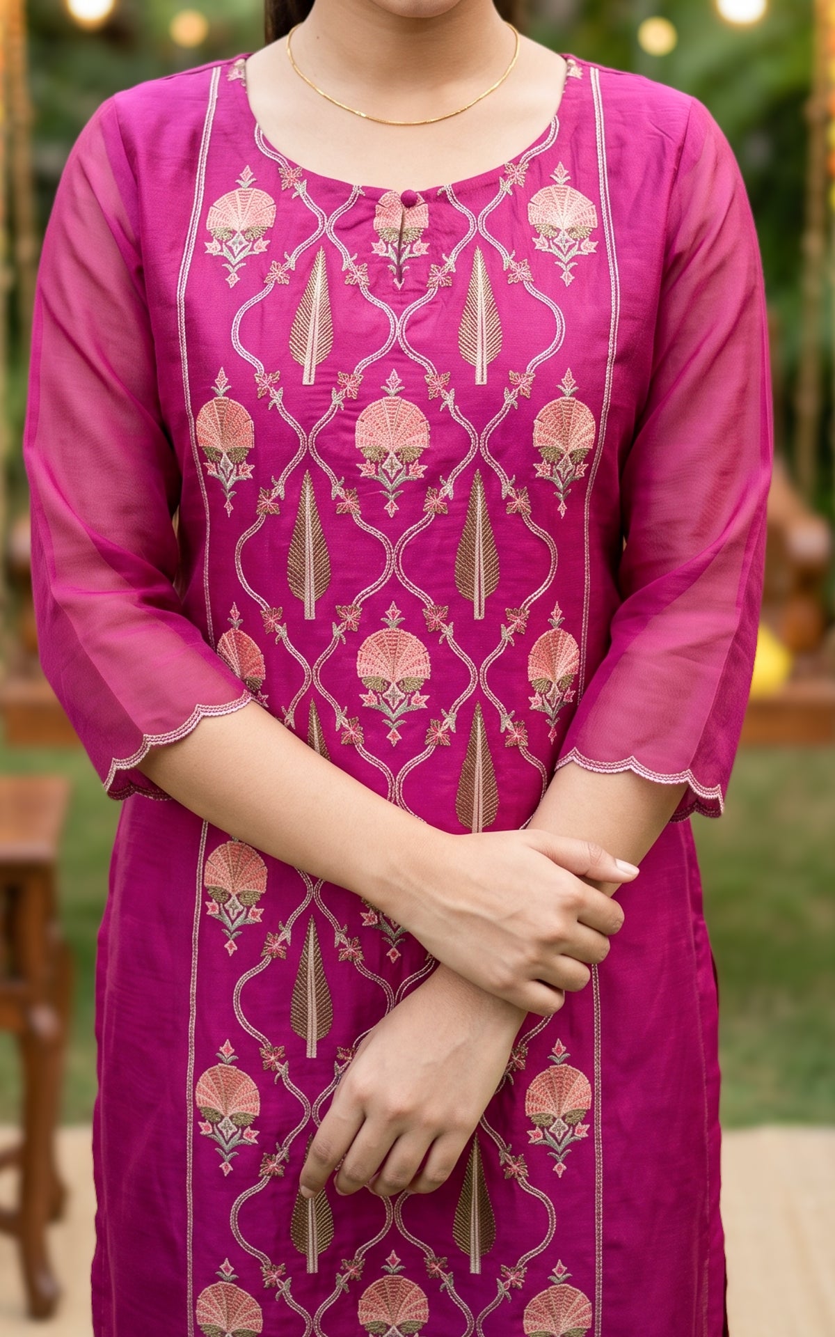 Anjuna Magenta (Kurti+Pant+Dupatta)