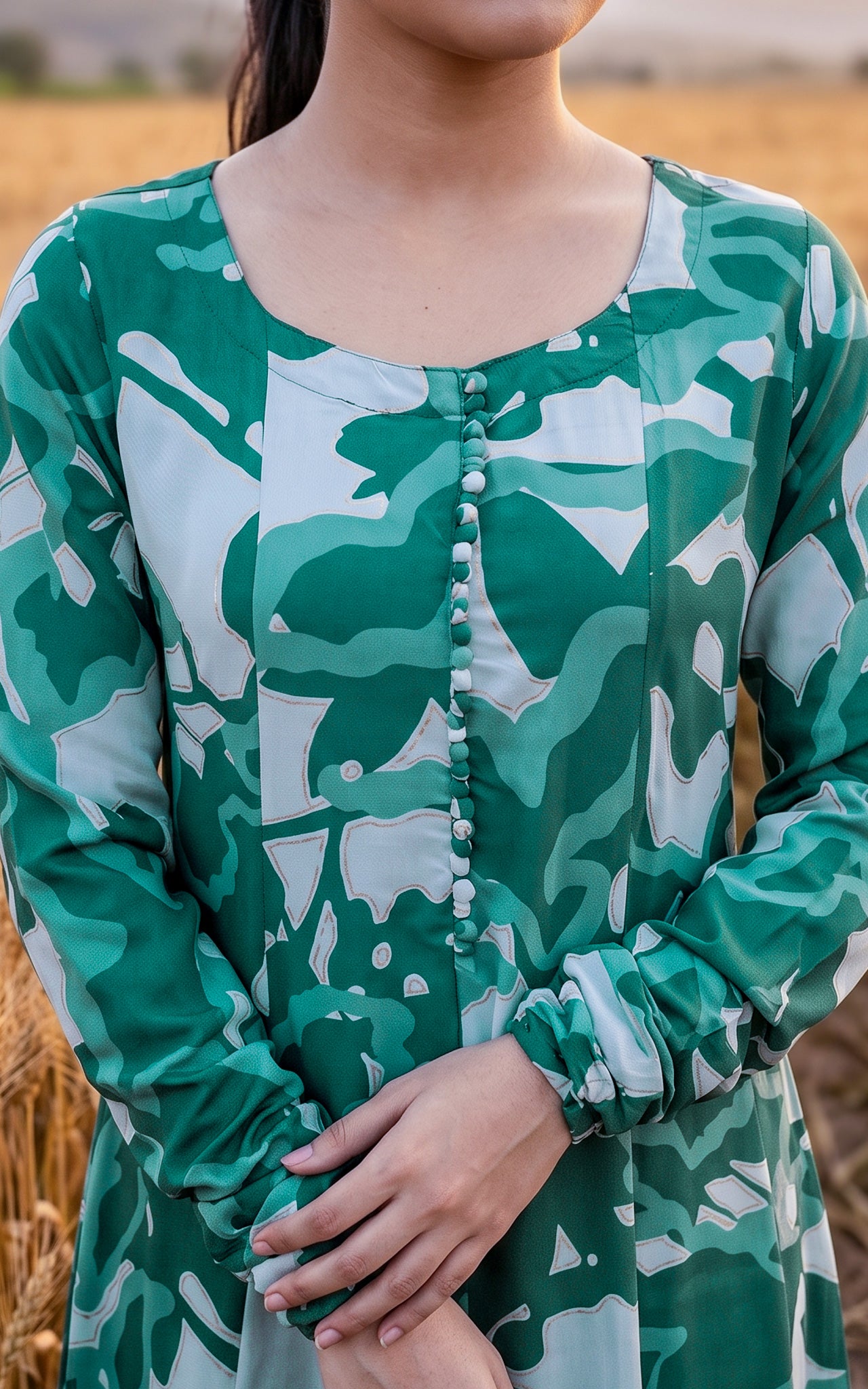 Green South Cotton Summer Collection Kurti Set for Women