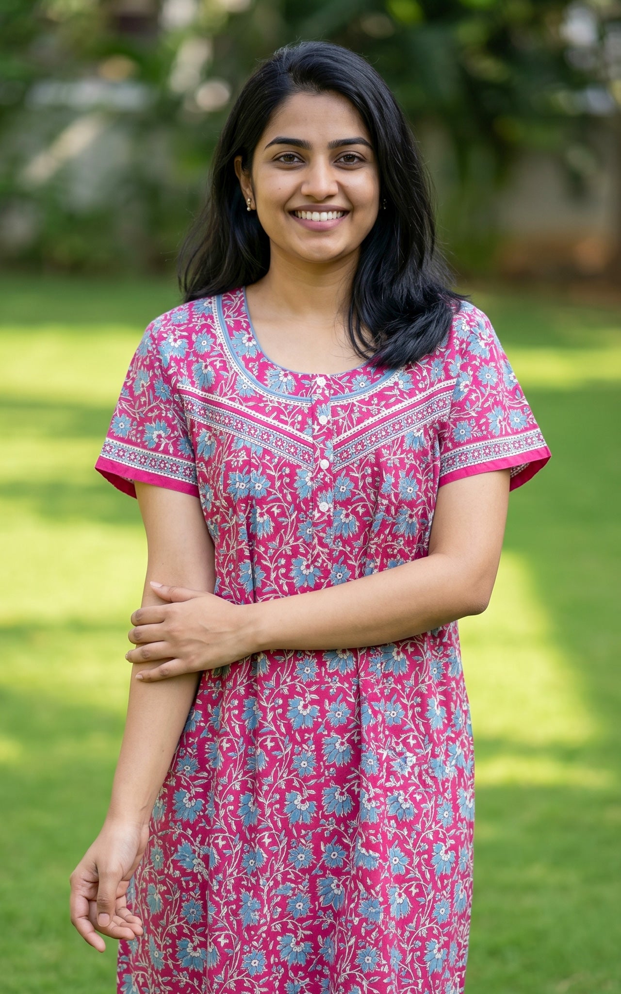 Cotton Straight Fit Nighty-162SS2E