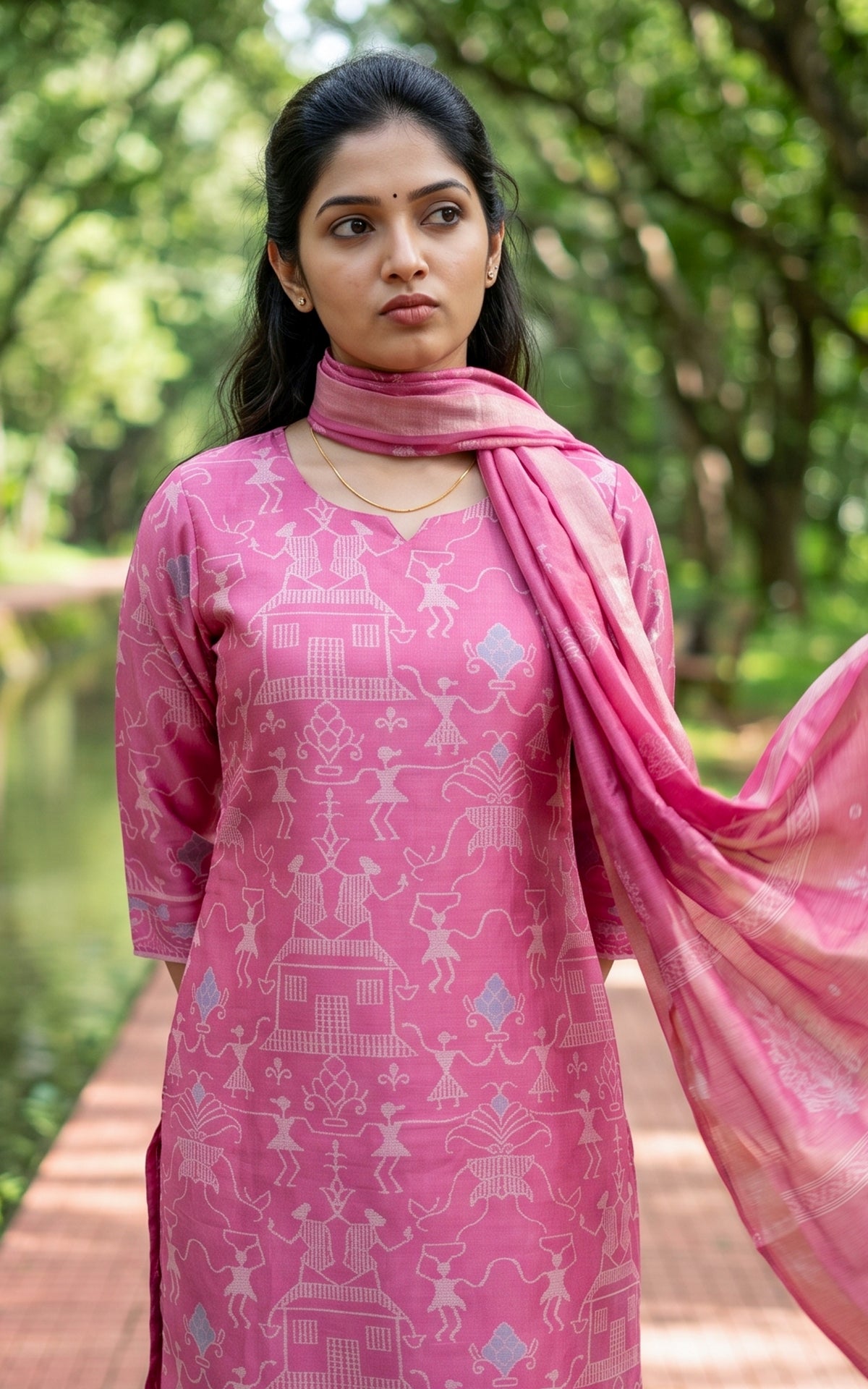 Farhana Pink (Kurti+Pant+Dupatta)