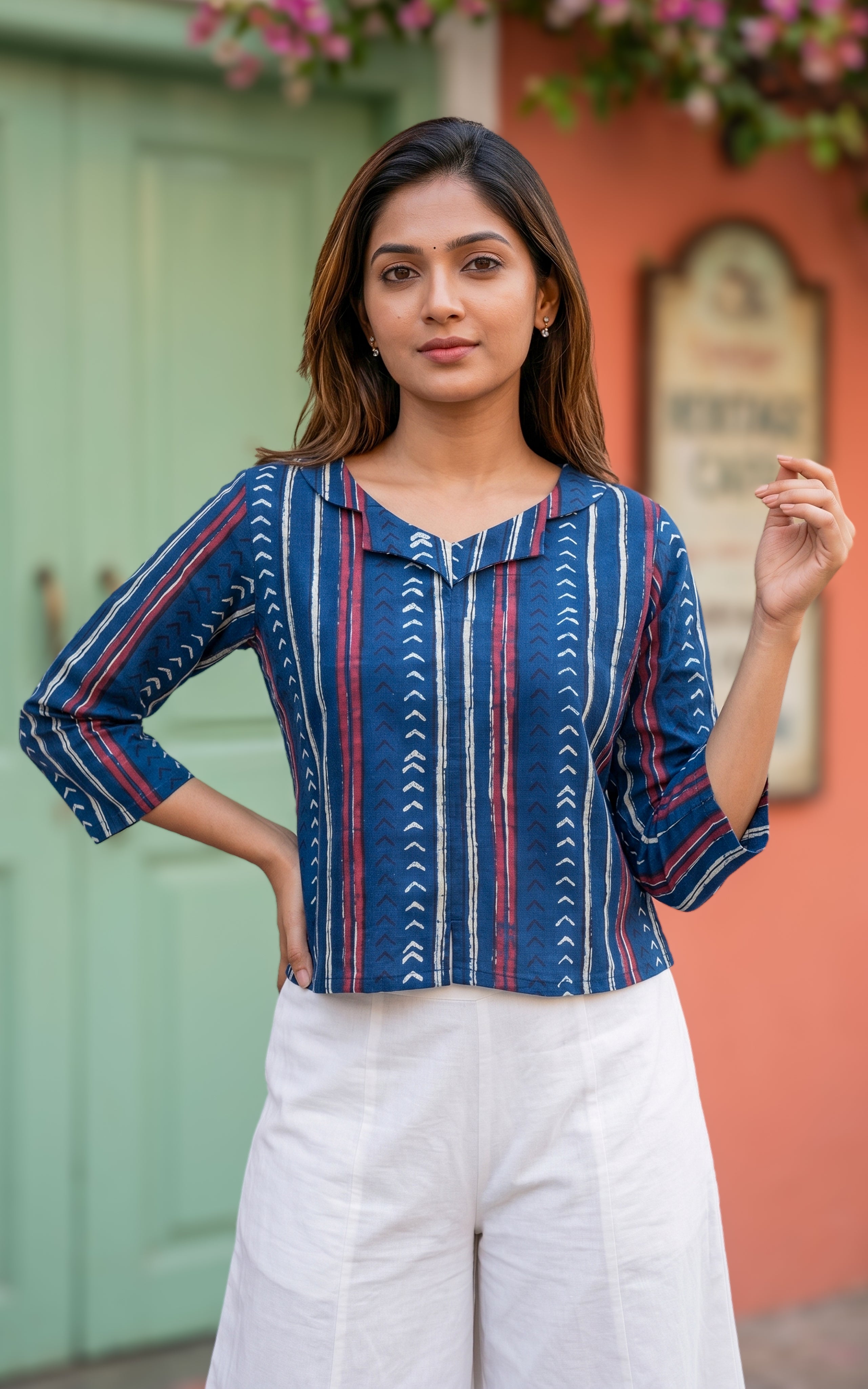 Comfortable indigo dyed cotton kurti for women