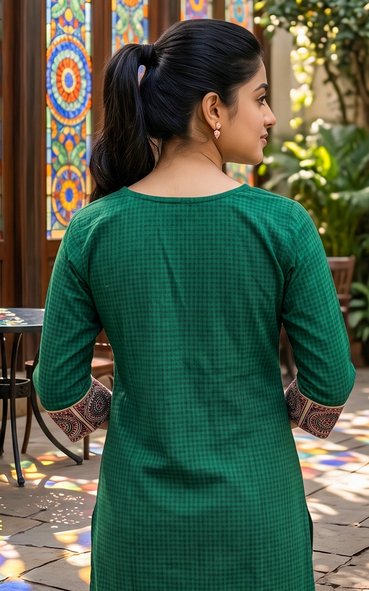 Green South Cotton Elegant Kurti Set for Women
