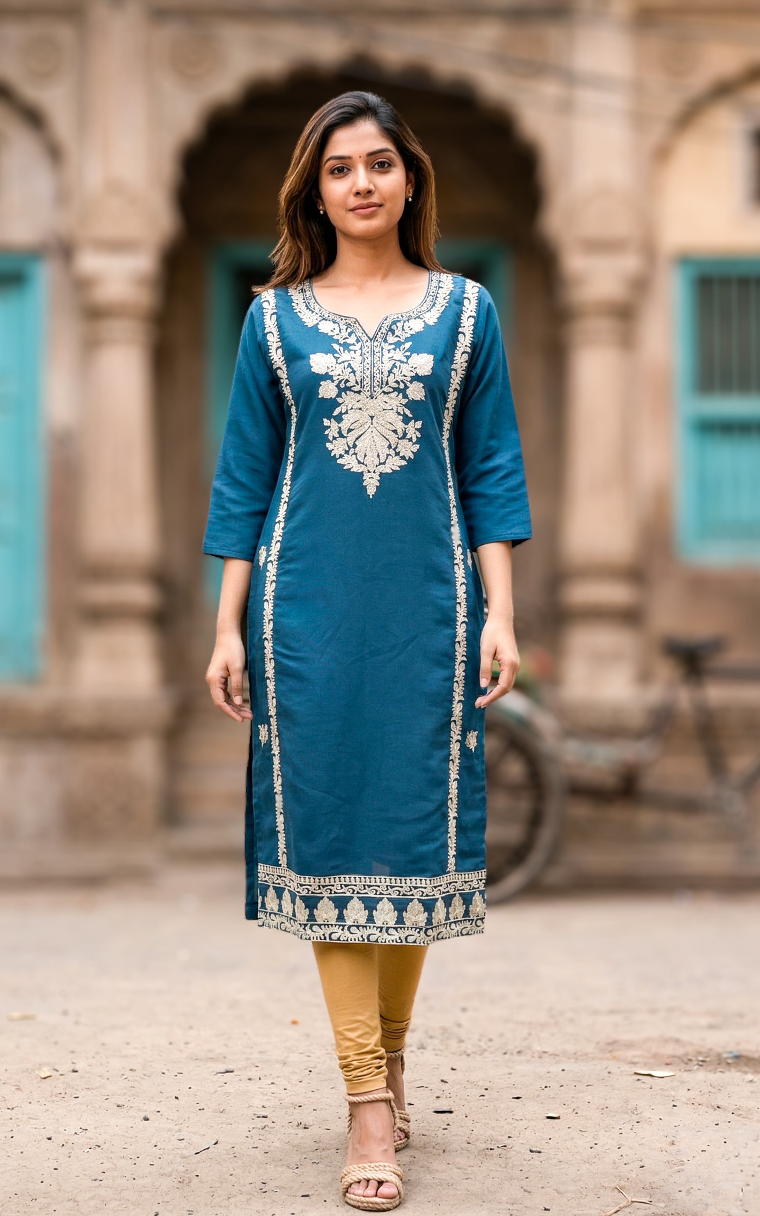 Solid color straight kurti for formal wear