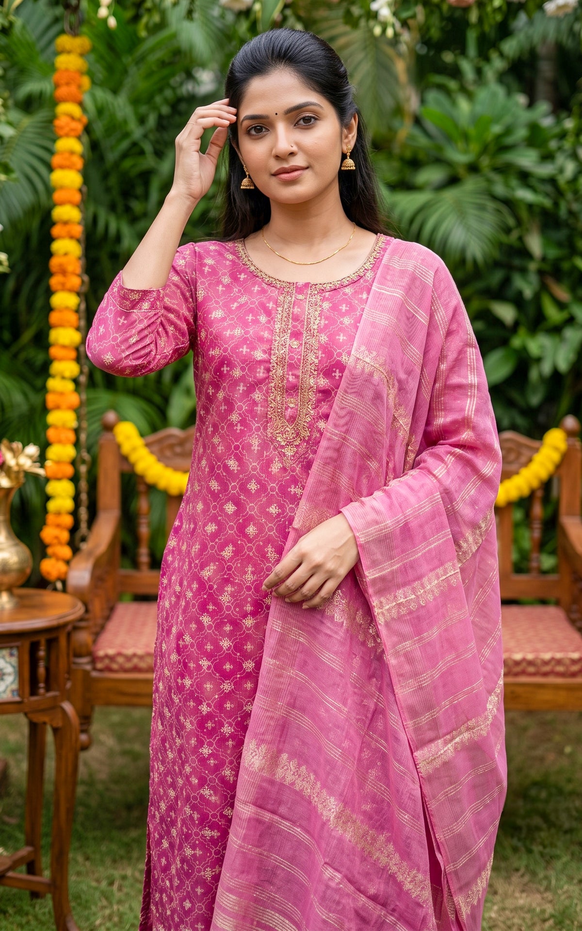 Monal Pink (Kurti+Pant+Dupatta)