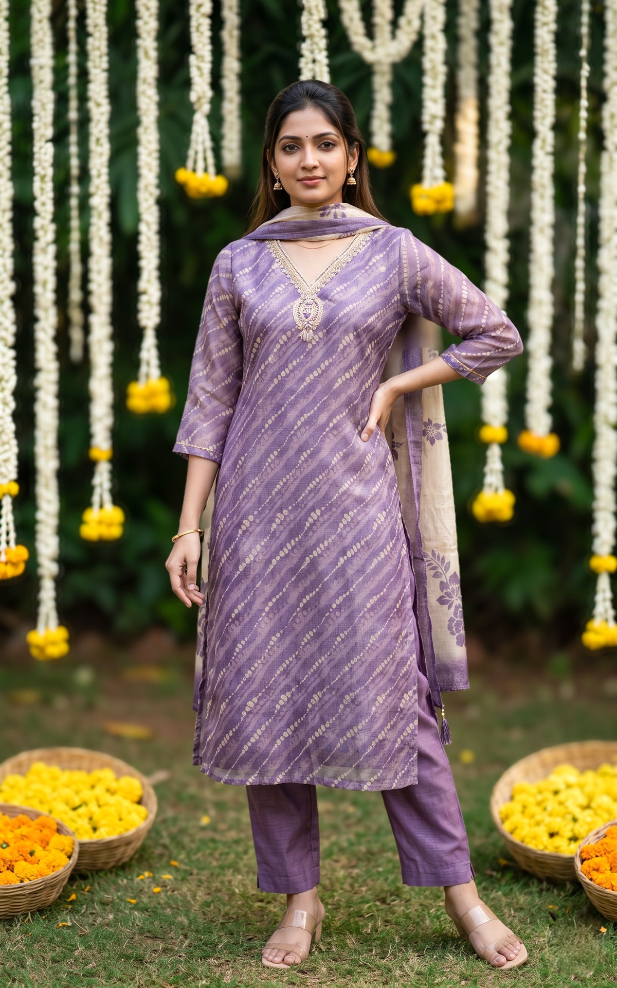 Aarunya Lavender (Kurti+Pant+Dupatta)