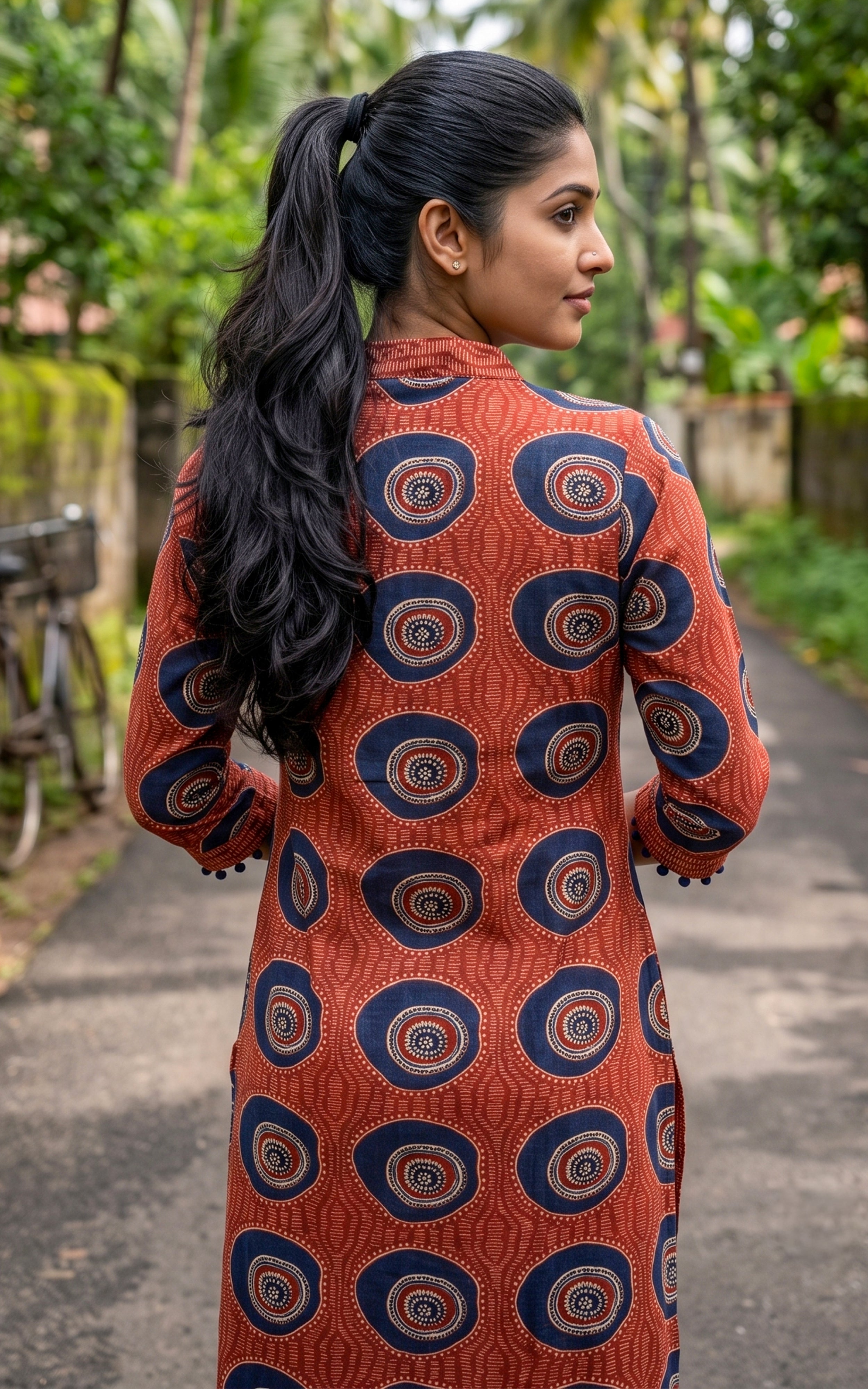 Maroon Cotton Kurti Set with Straight Fit Pant for Women