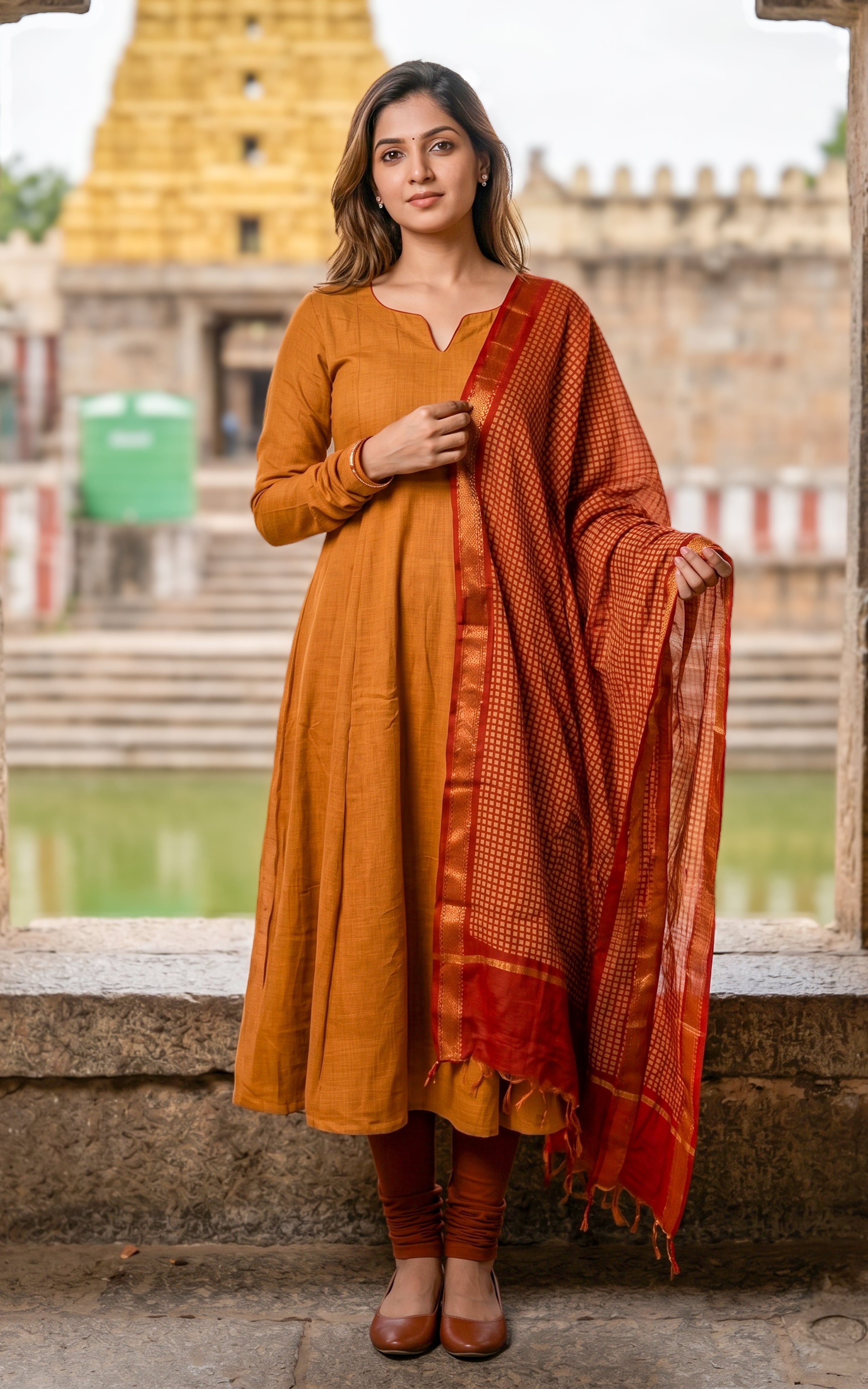 Anwen Mustard (Kurti+Dupatta)