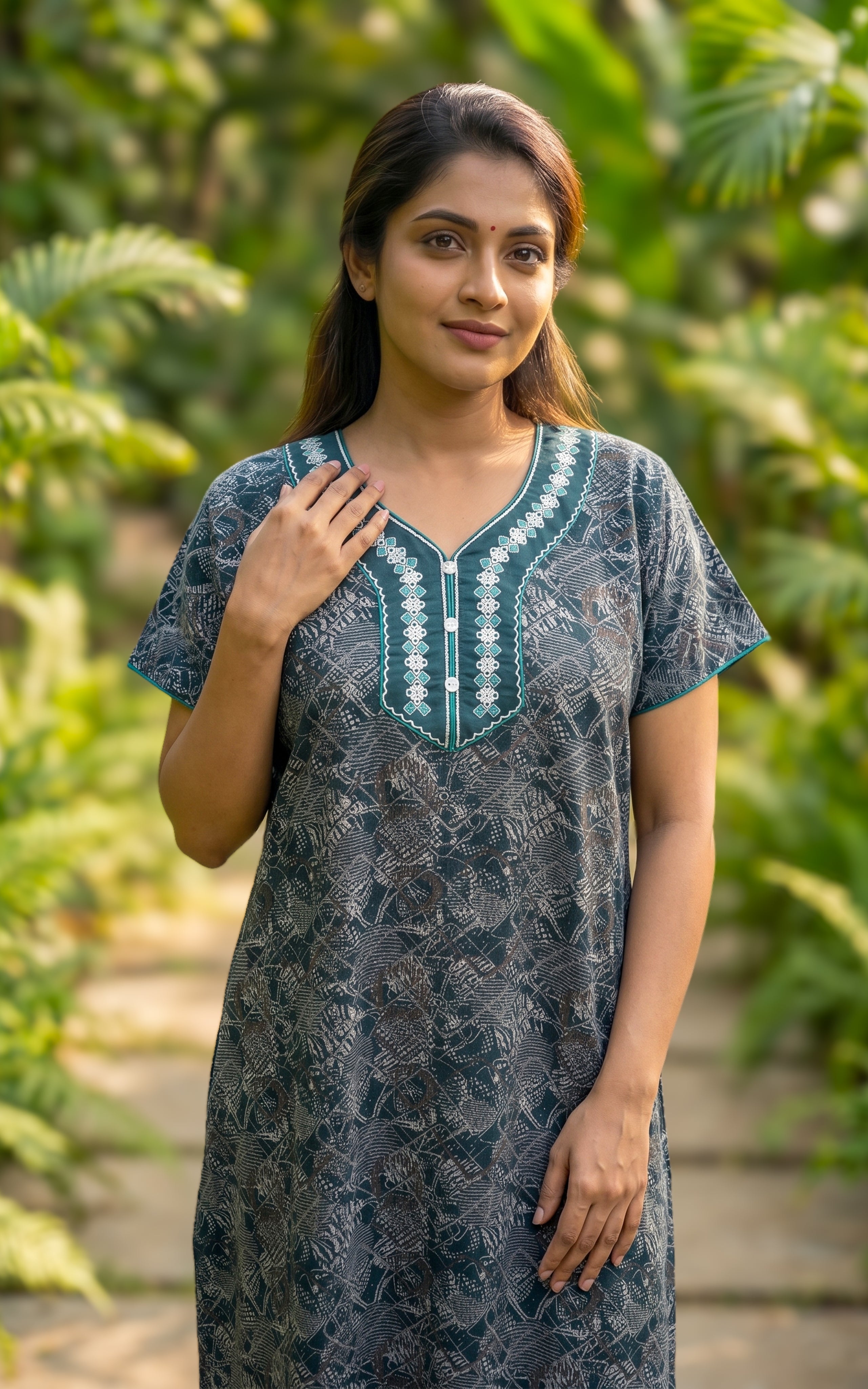Cotton Straight Fit Nighty-160SS23A