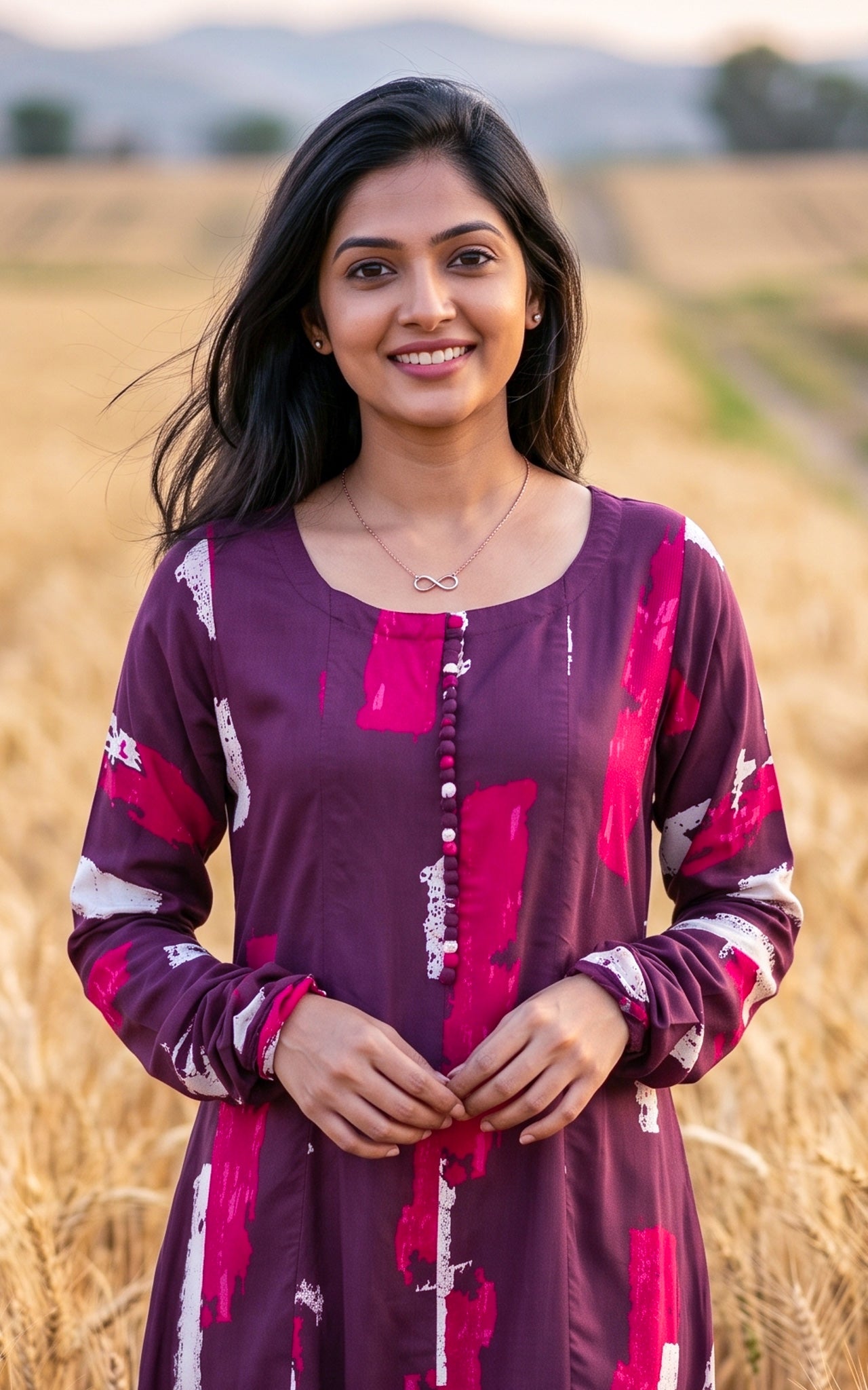 Purple Rayon Aline Kurti for Women