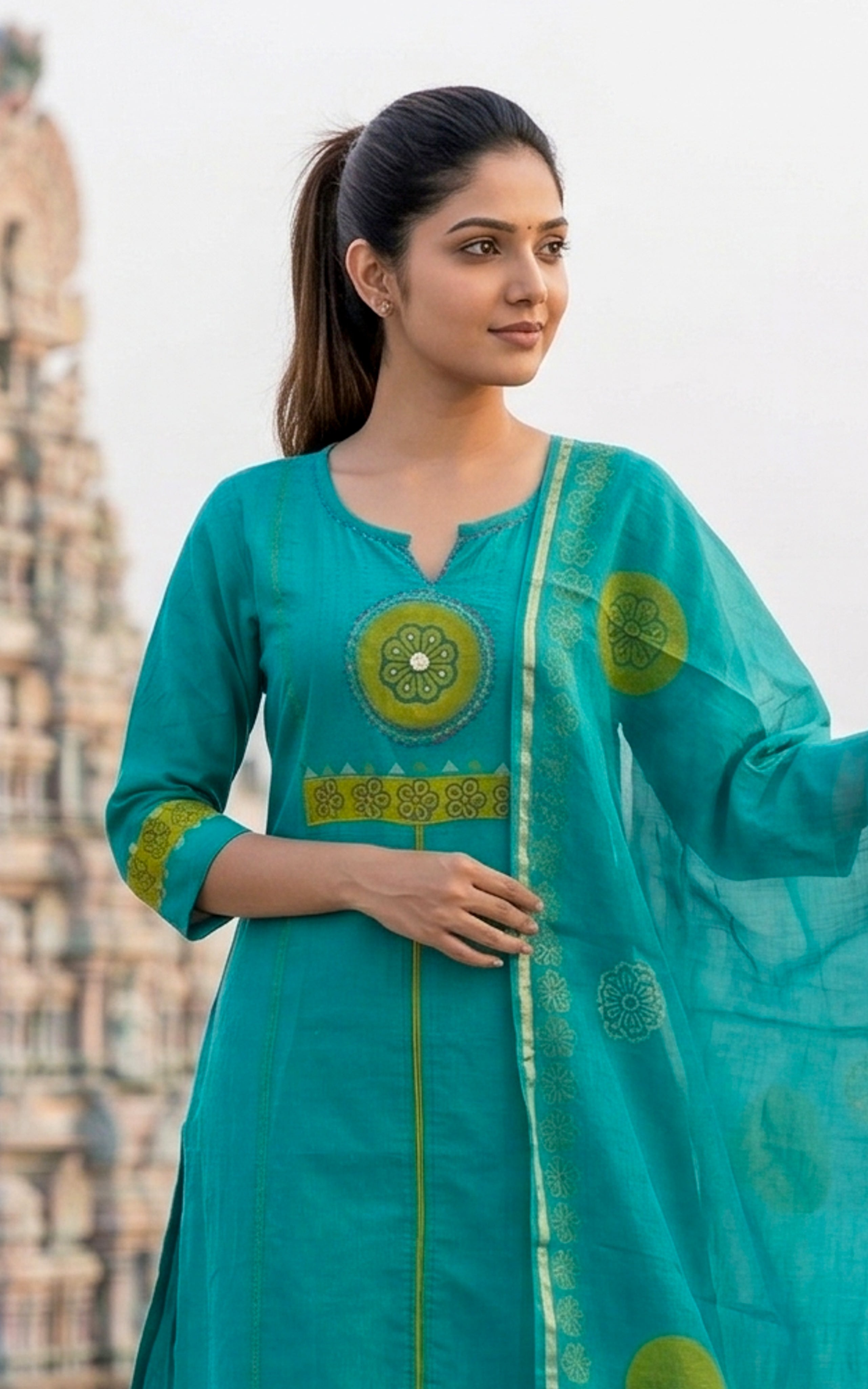 Nishitha Handblock B (Kurti+Pant+Dupatta)