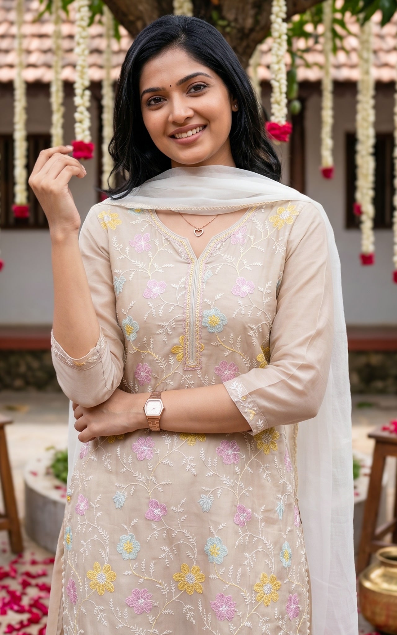 Lily Beige (Kurti+Pant+Dupatta)