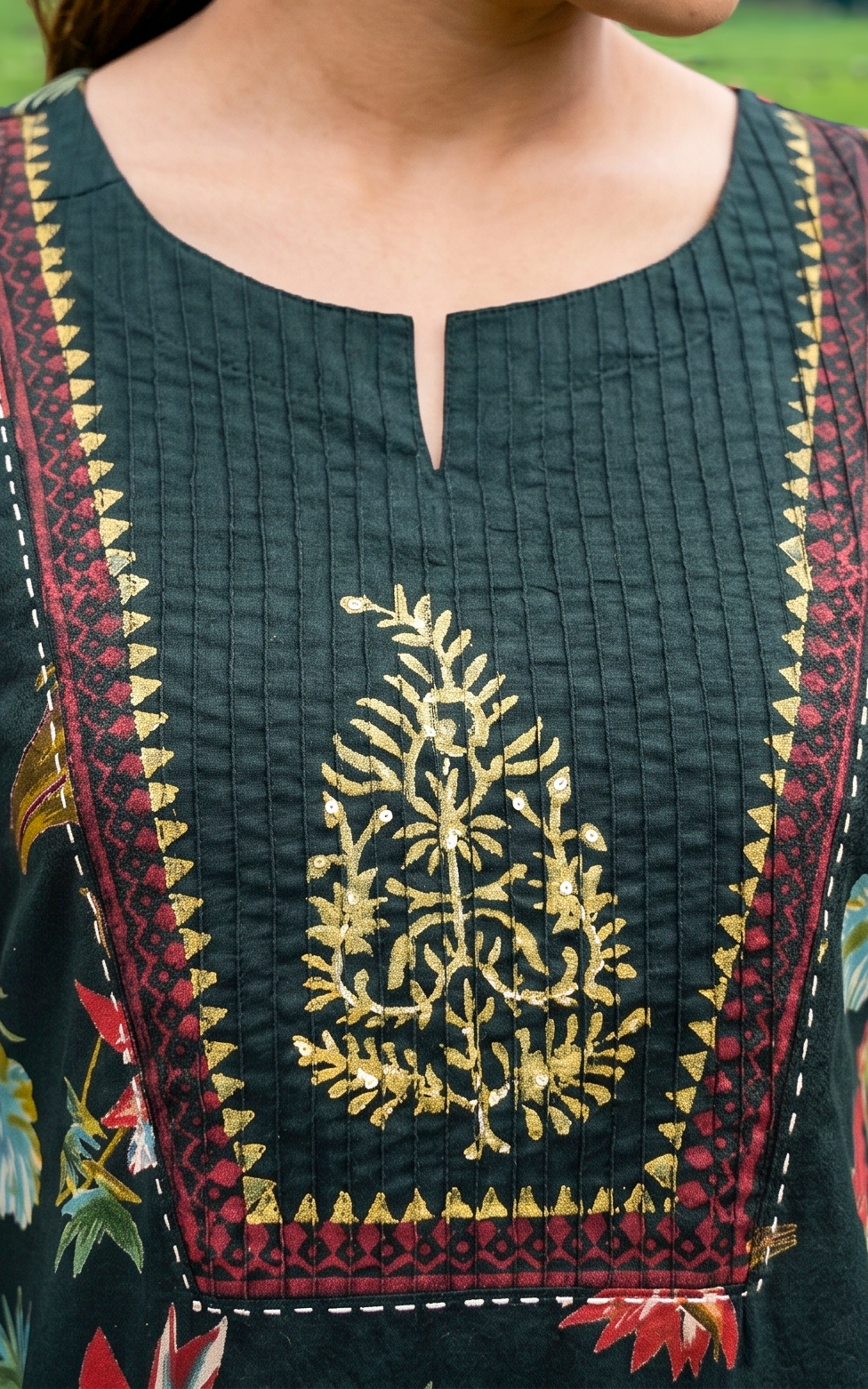 Bottle green stylish Aline kurti set for women