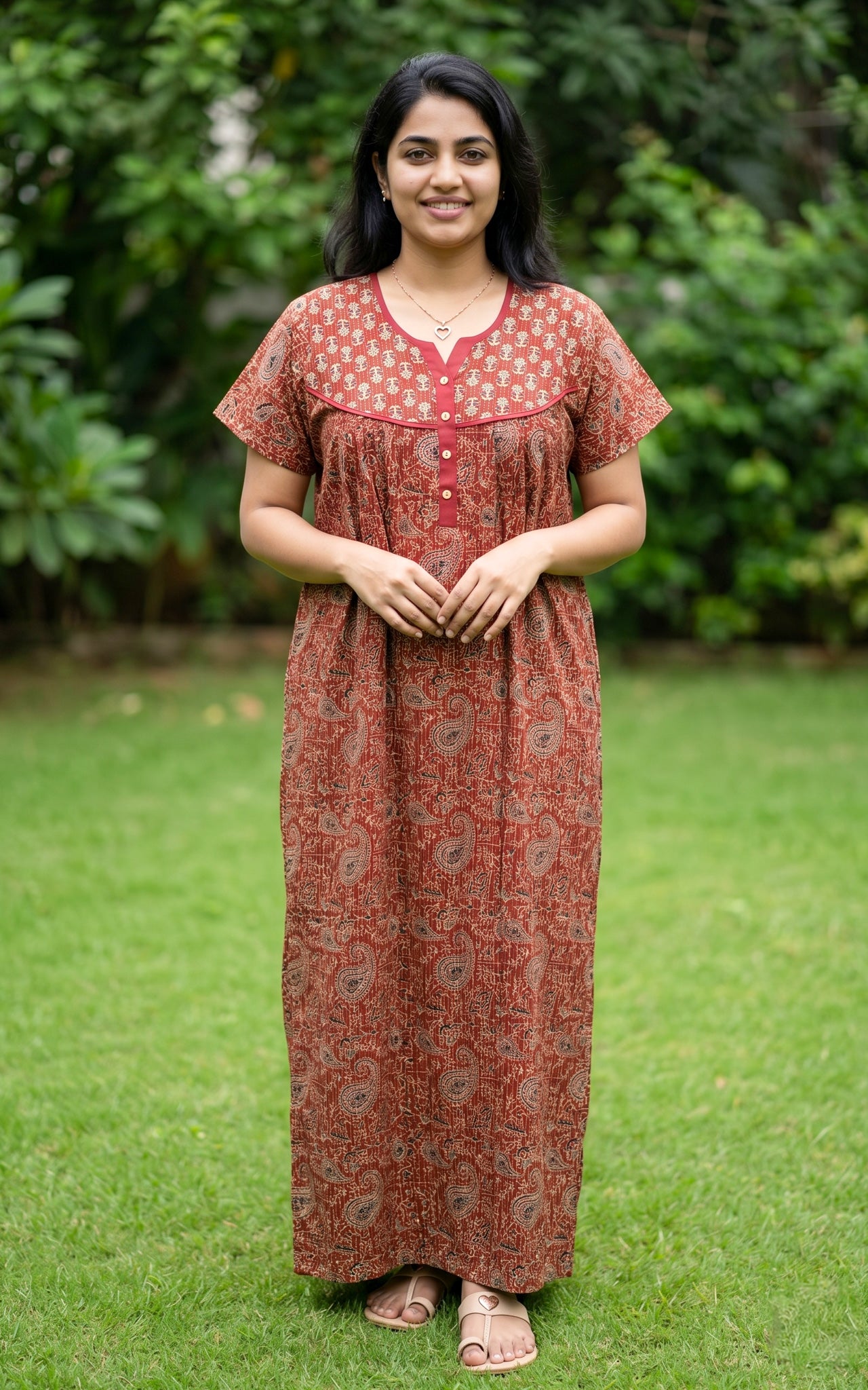 Cotton Straight Fit Nighty-162SS6B