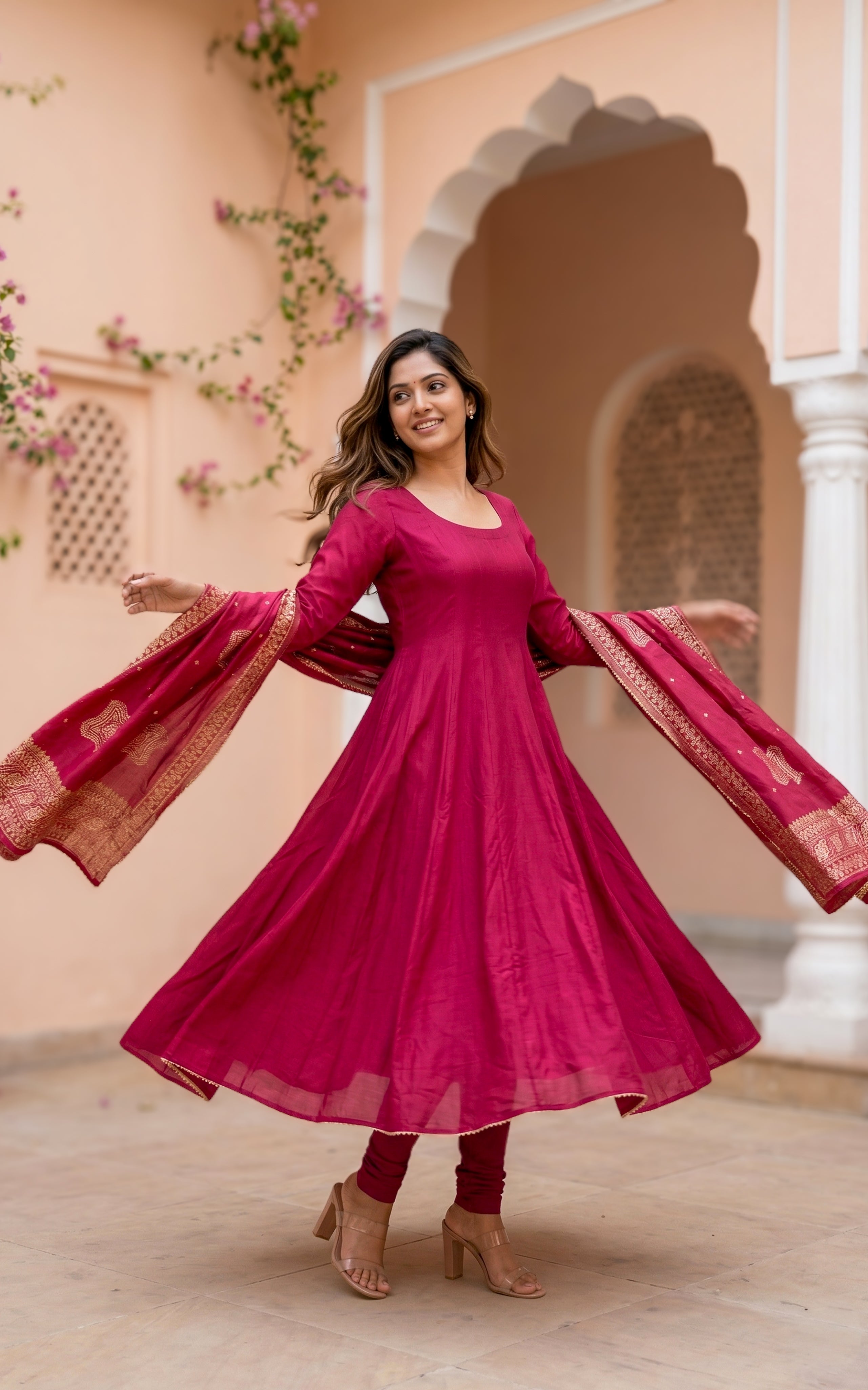 Sreelakha Red (Kurti+Dupatta)