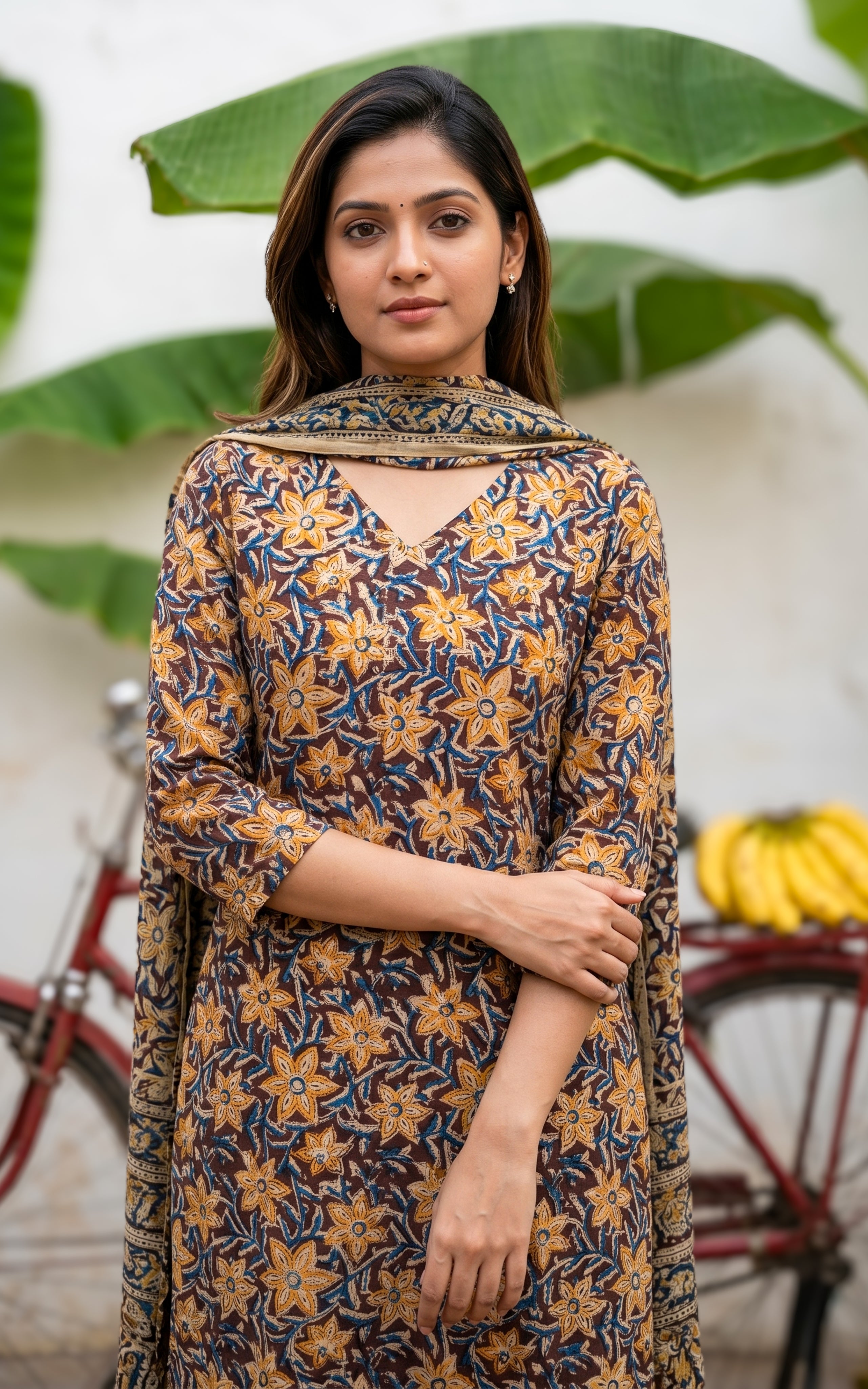 Brown Kalamkari Cotton Kurti For Women