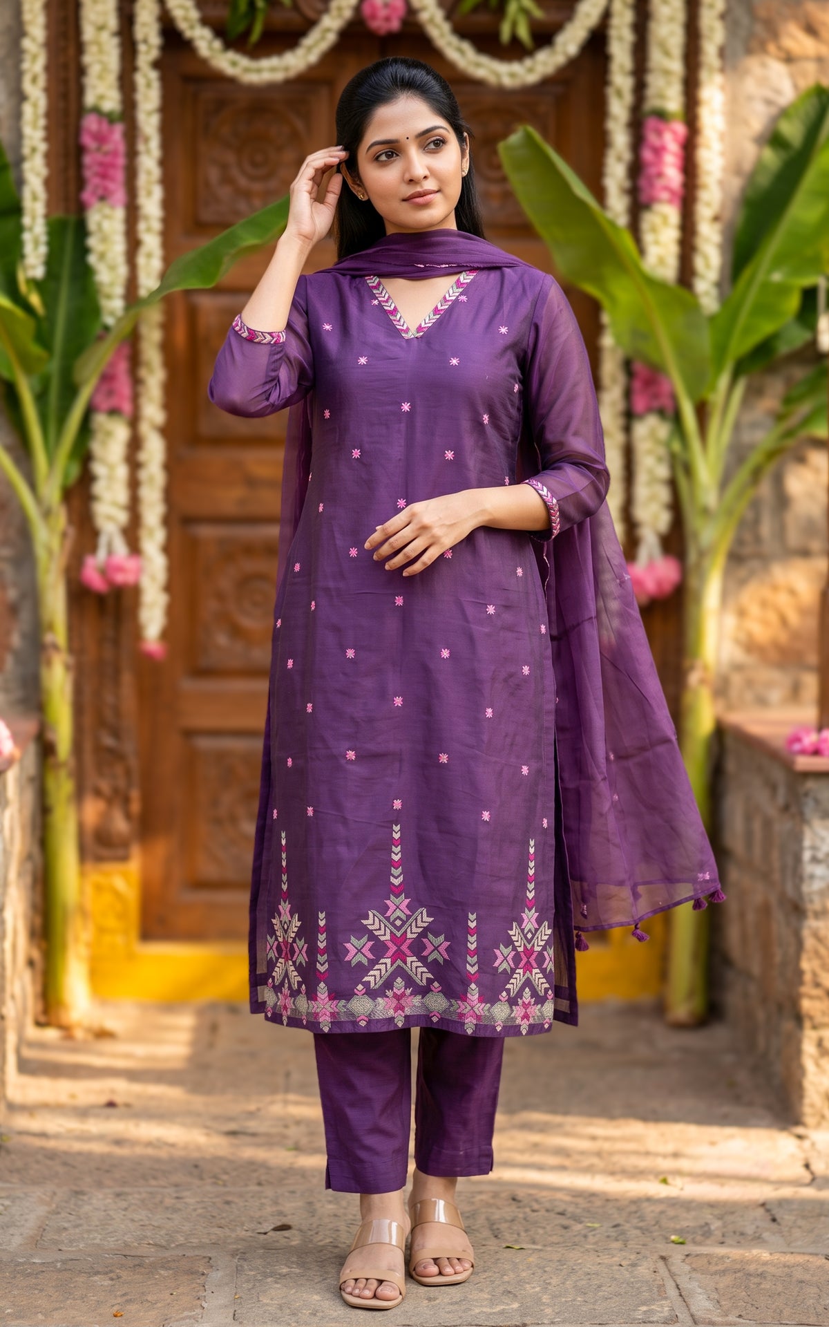 Shagithiya Purple (Kurti+Pant+Dupatta)