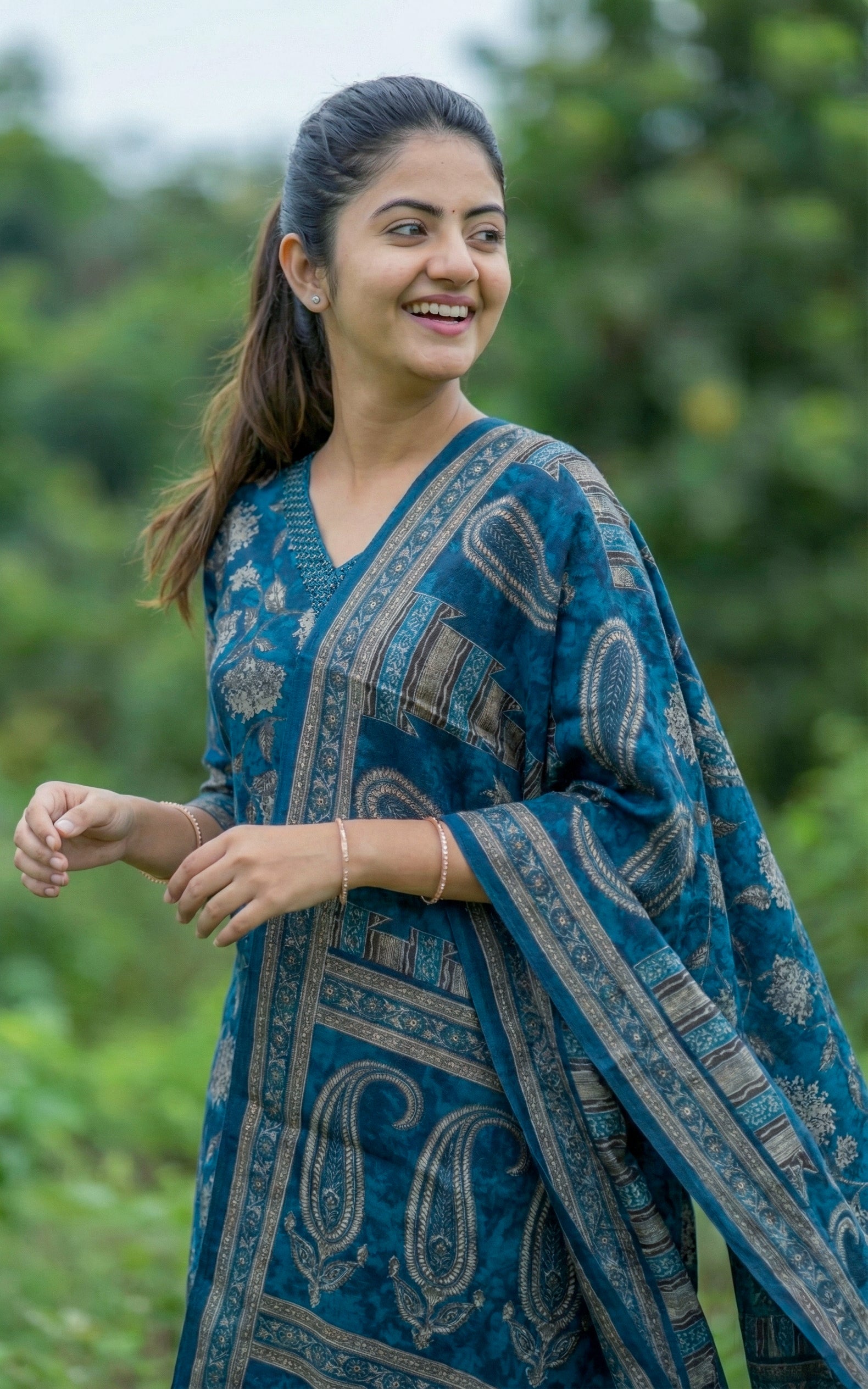 blue straight cut kurti sets