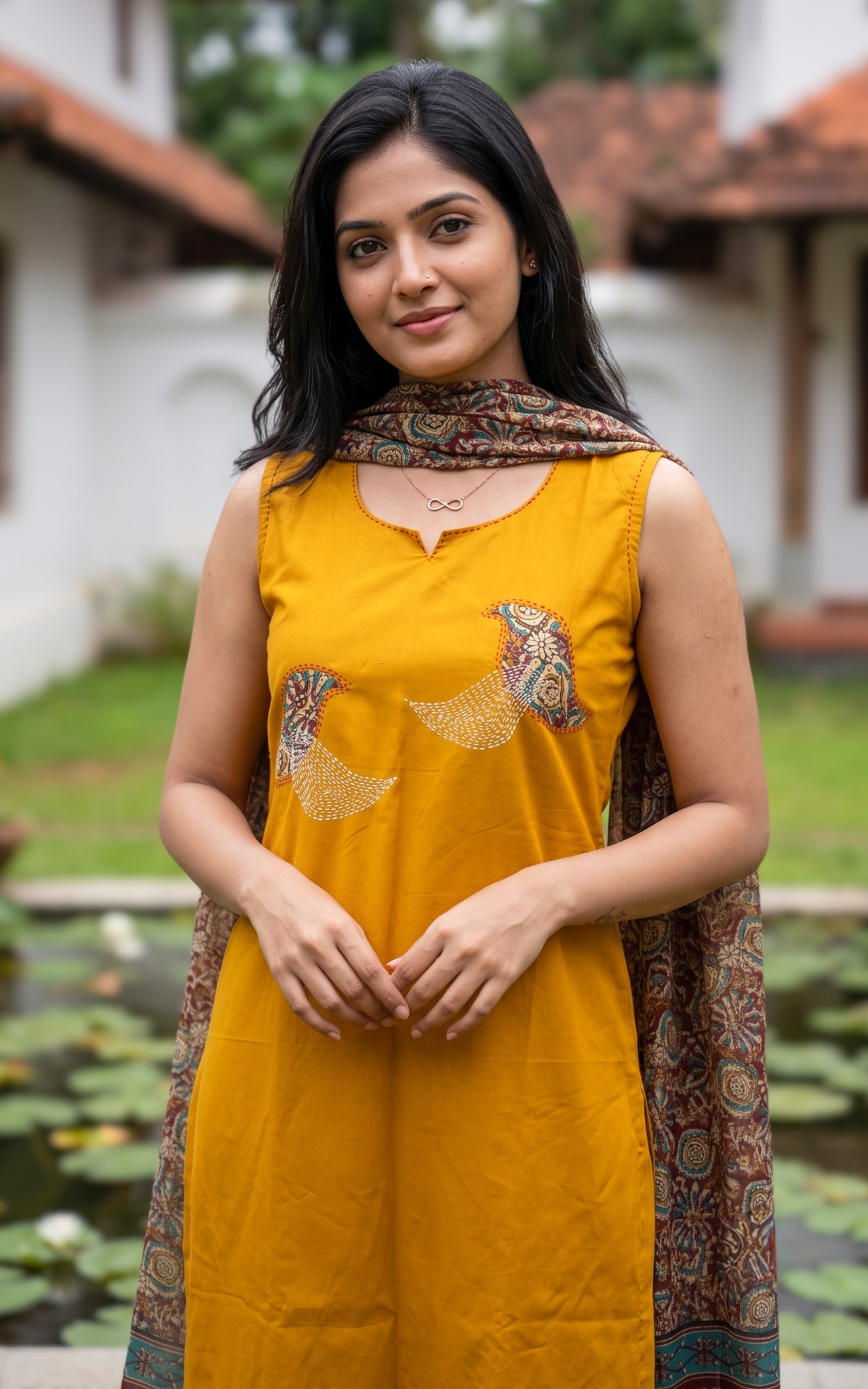 Manjal Veyil Handblock (Kurti+Pant+Dupatta)