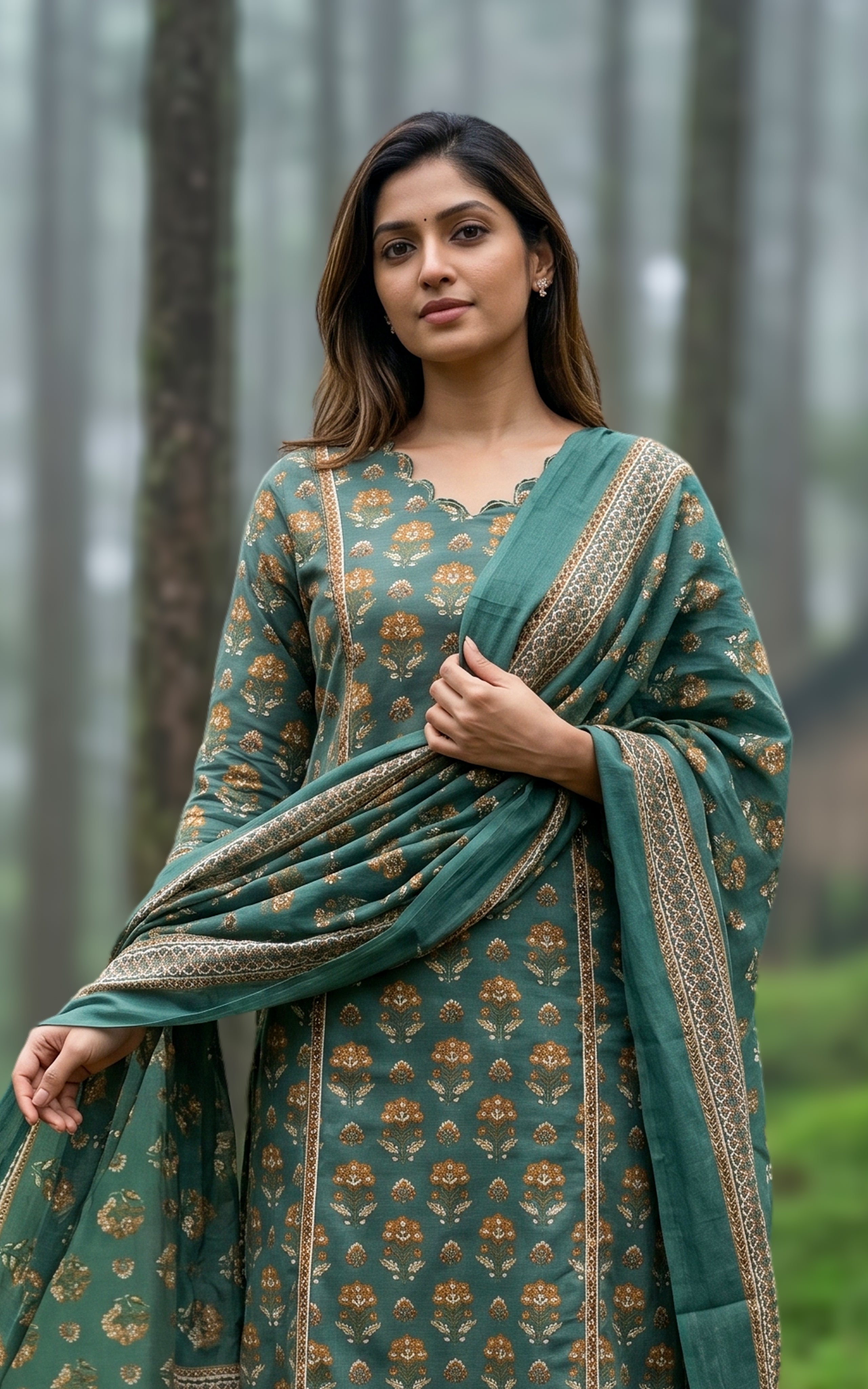 Mythiri Green (Kurti+Pant+Dupatta)