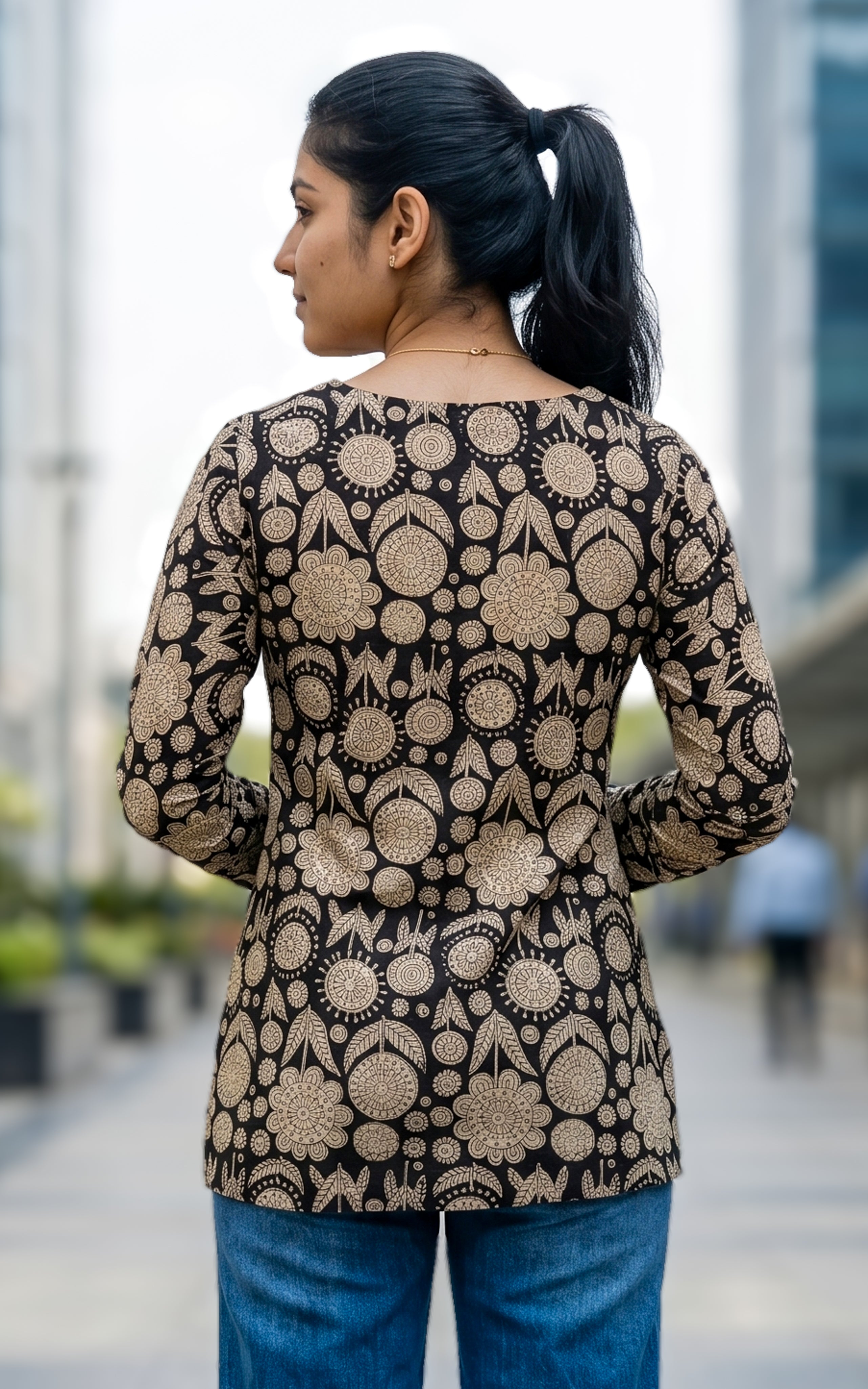 INSTORE -Taj Mahal -Cotton -Short Straight Cut Kurti -Sweet heart Neck-Gathered Sleeve -Daily vogue-college wear- Office wear