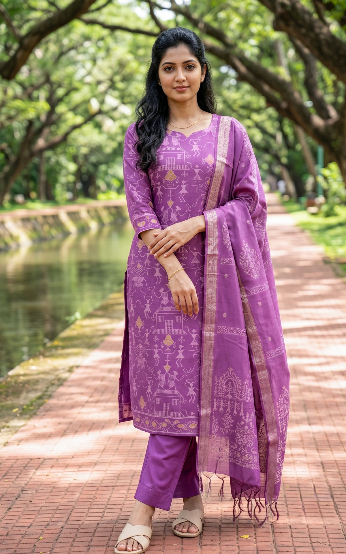 Farhana Violet (Kurti+Pant+Dupatta)