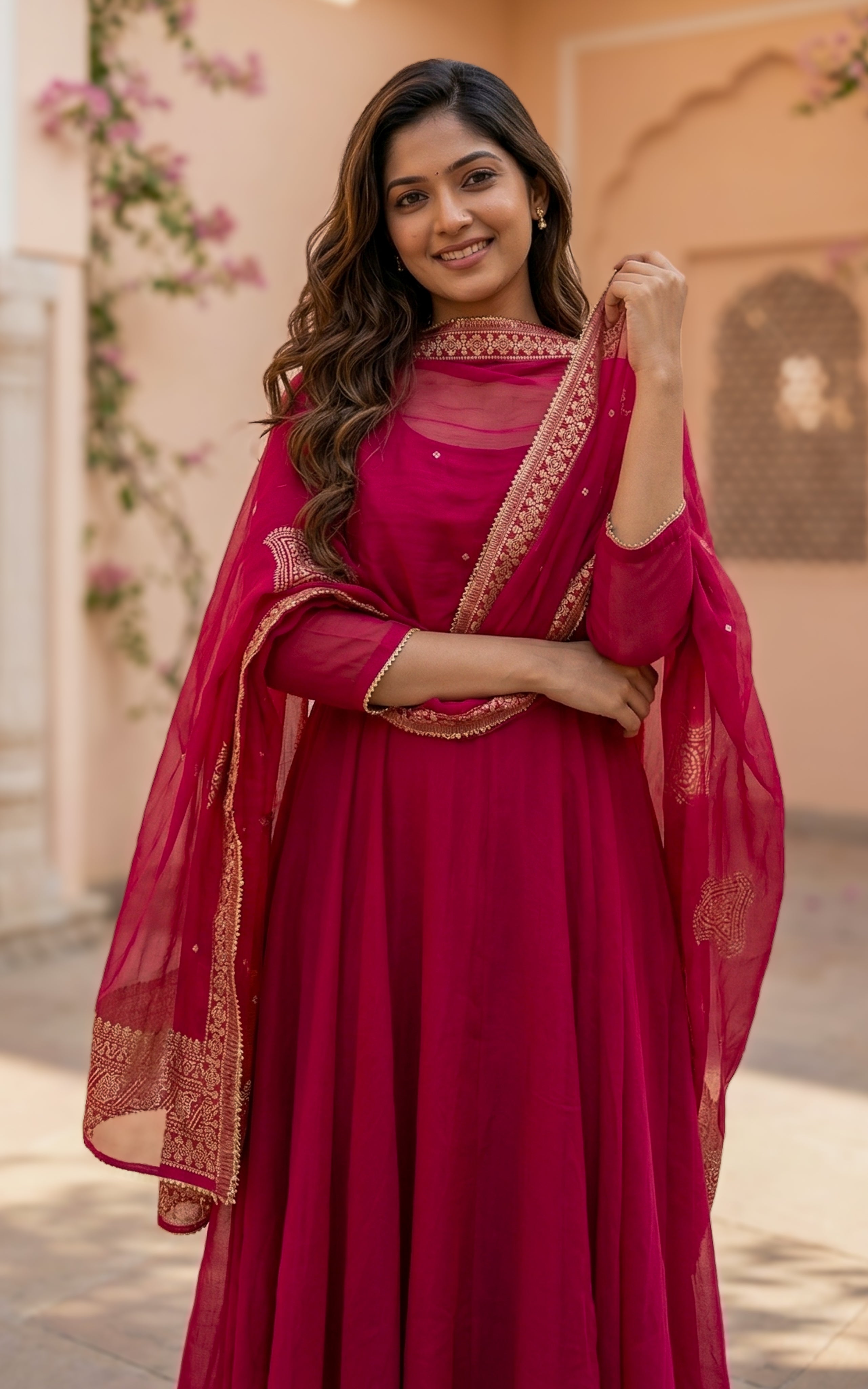 Sreelakha Red (Kurti+Dupatta)