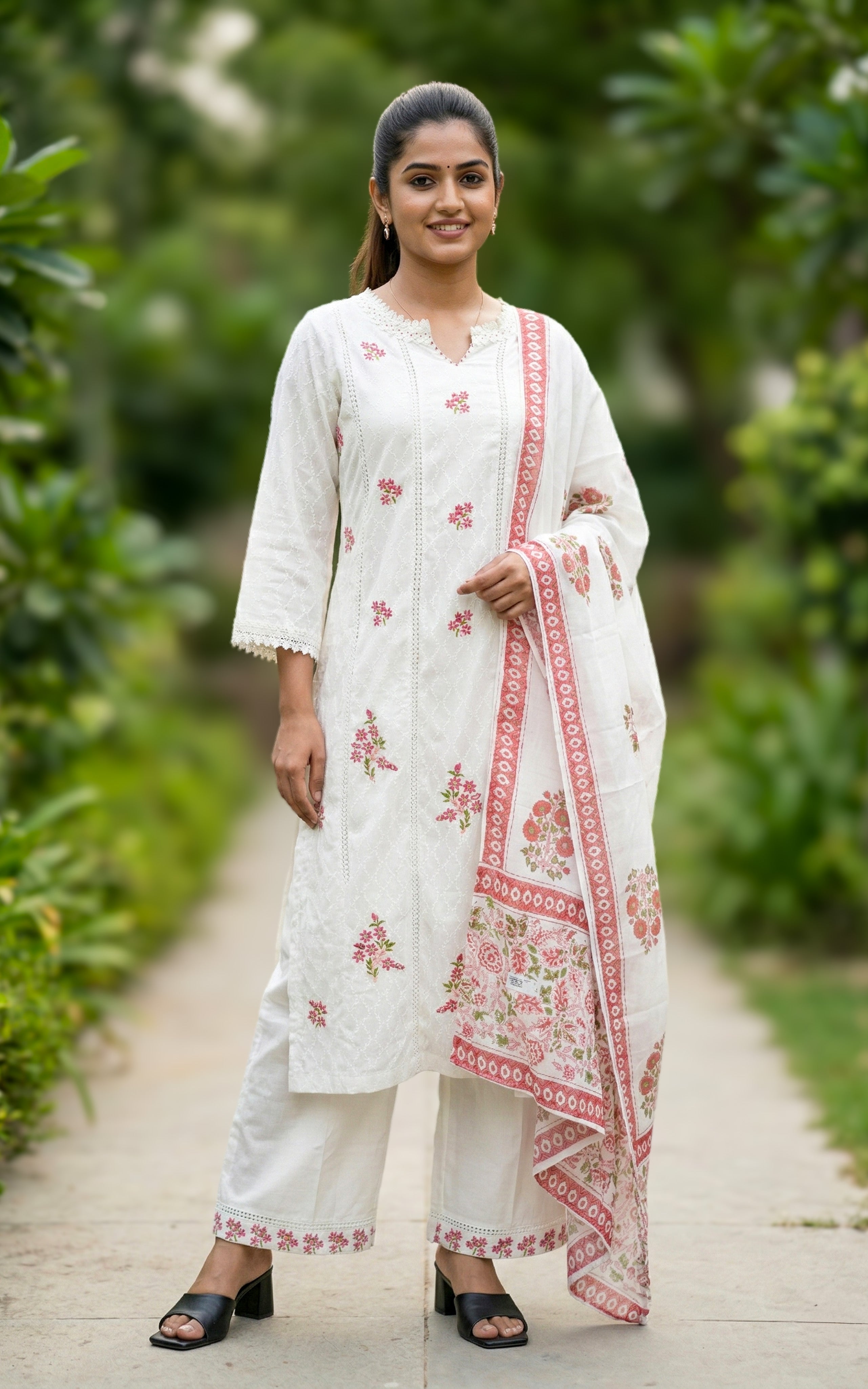 white office wear kurti palazzo set
elegant cotton kurti with side slit
formal aline kurti with palazzo
simple cotton kurti set for office