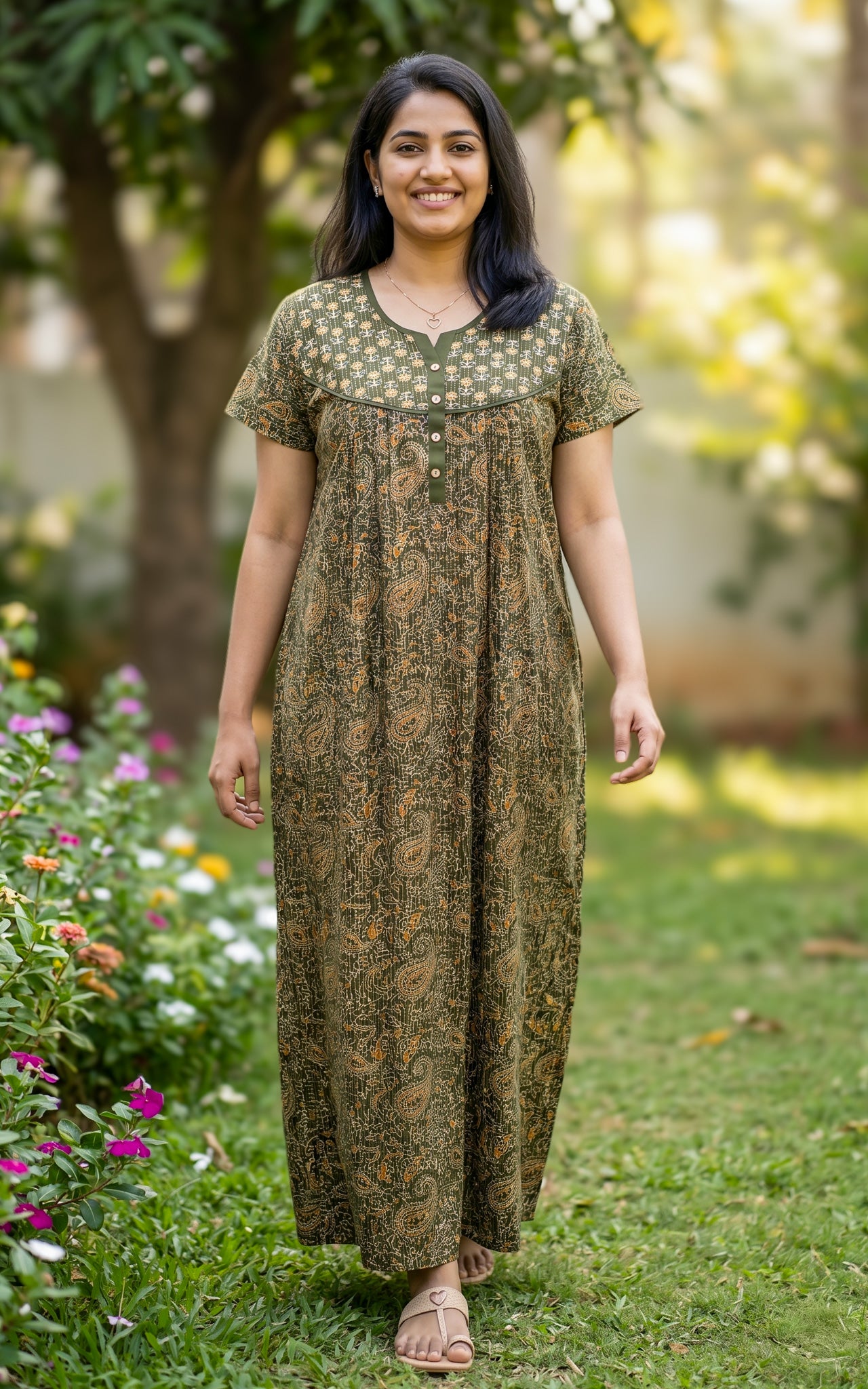 Cotton Straight Fit Nighty-162SS6A